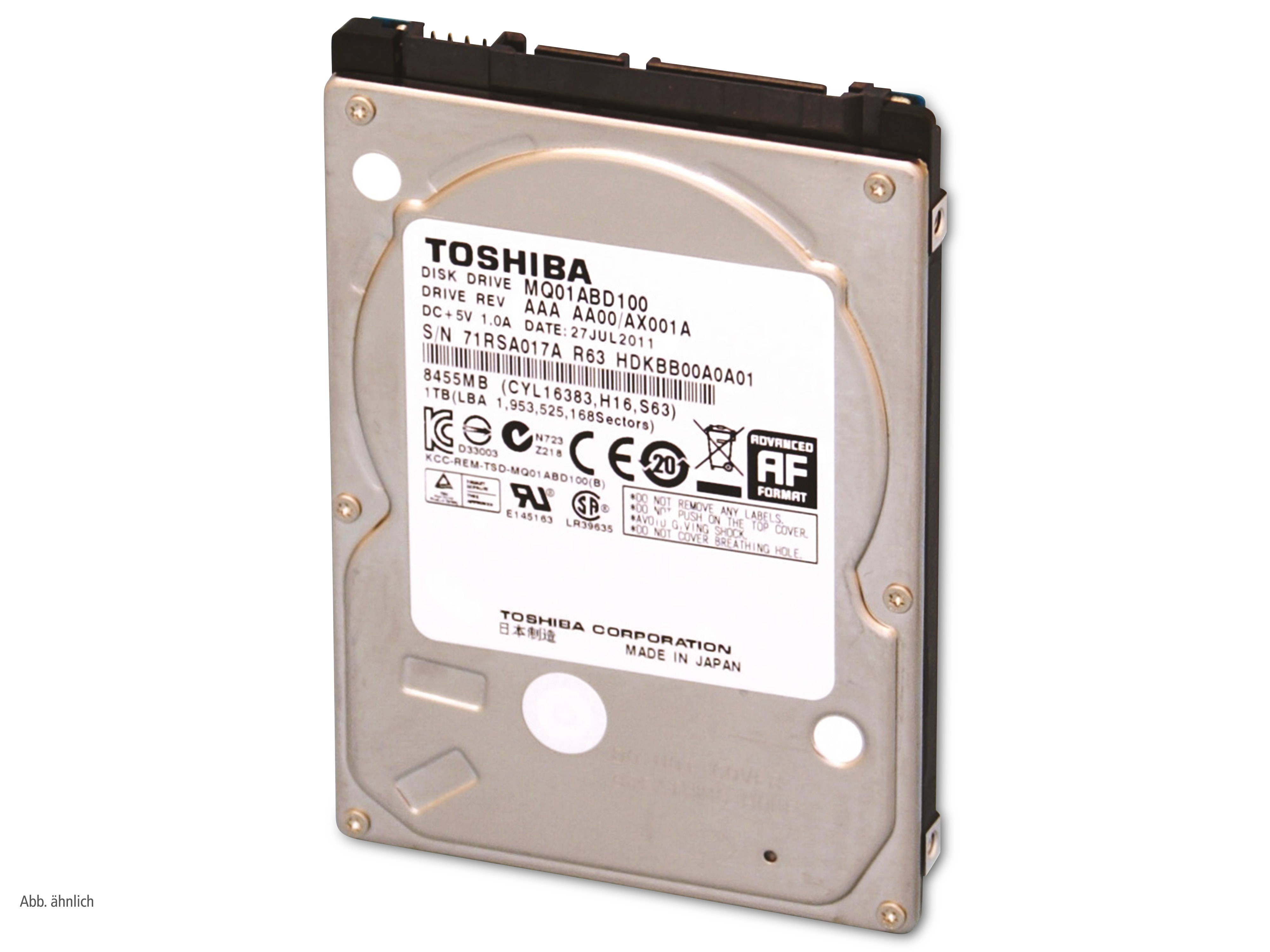 HDD TOSHIBA MQ01ABD032, 6,35 cm (2,5"), 320 GB
