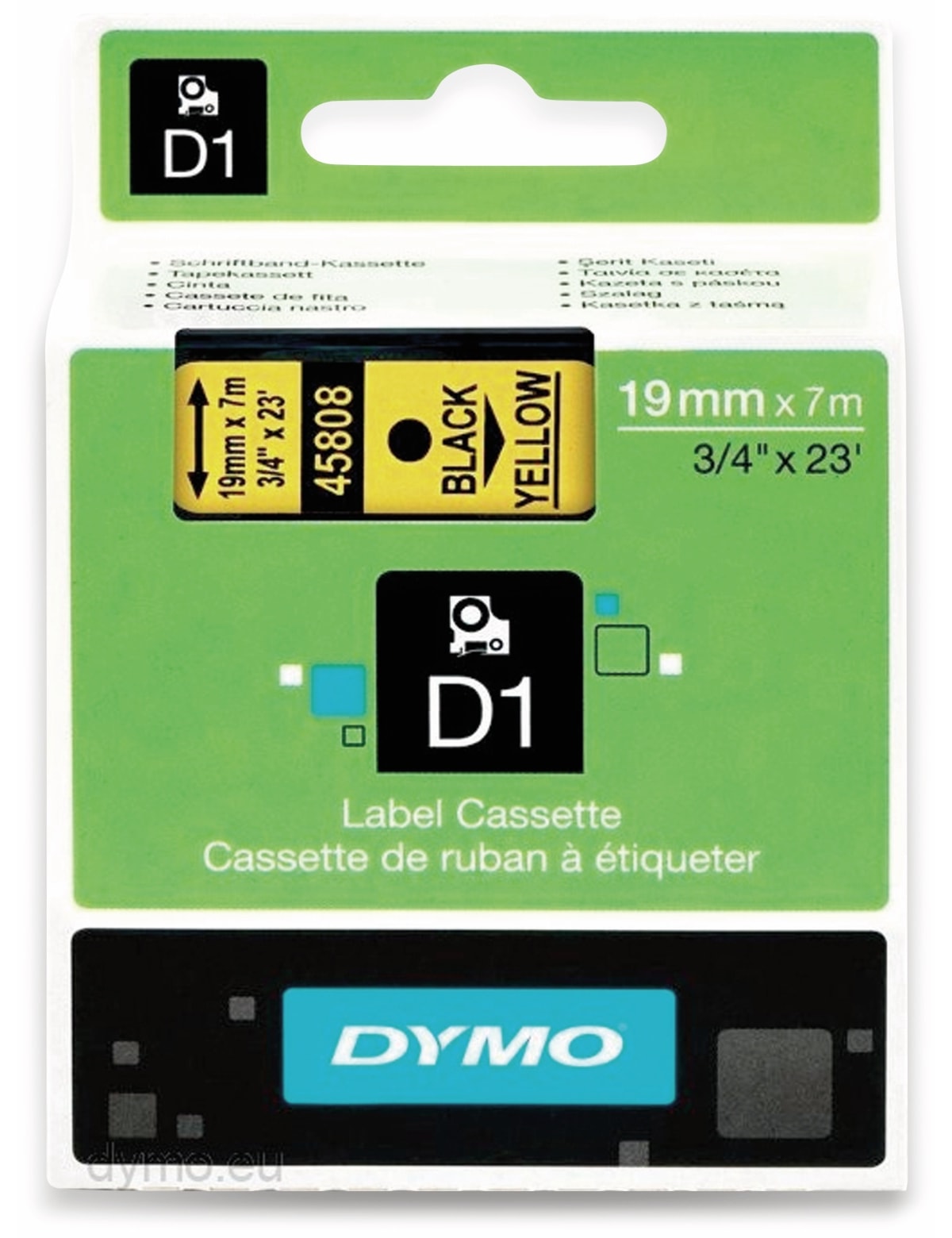 DYMO Beschriftungsband D1 für LabelManager, schwarz auf gelb, Standard, 19 mm
