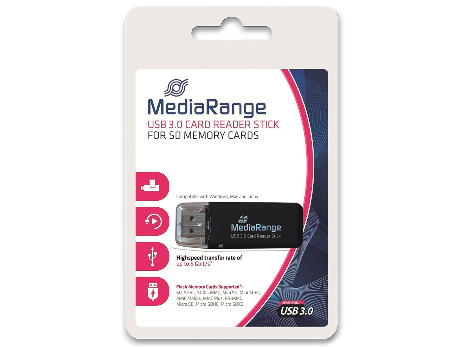 MEDIARANGE USB3.0 Cardreader MRCS507, schwarz