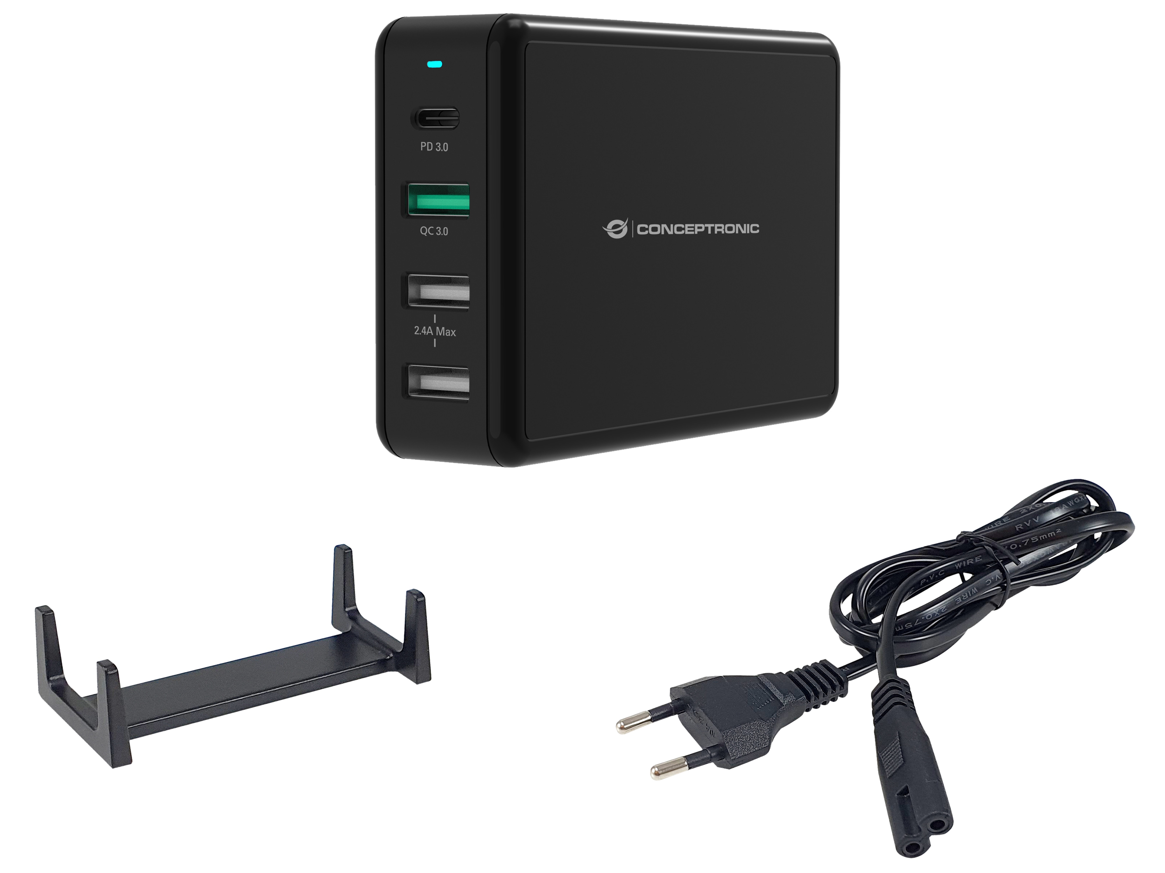 Conceptronic Desktop-Ladegerät OZUL, 4-Port, 65W, USB-PD