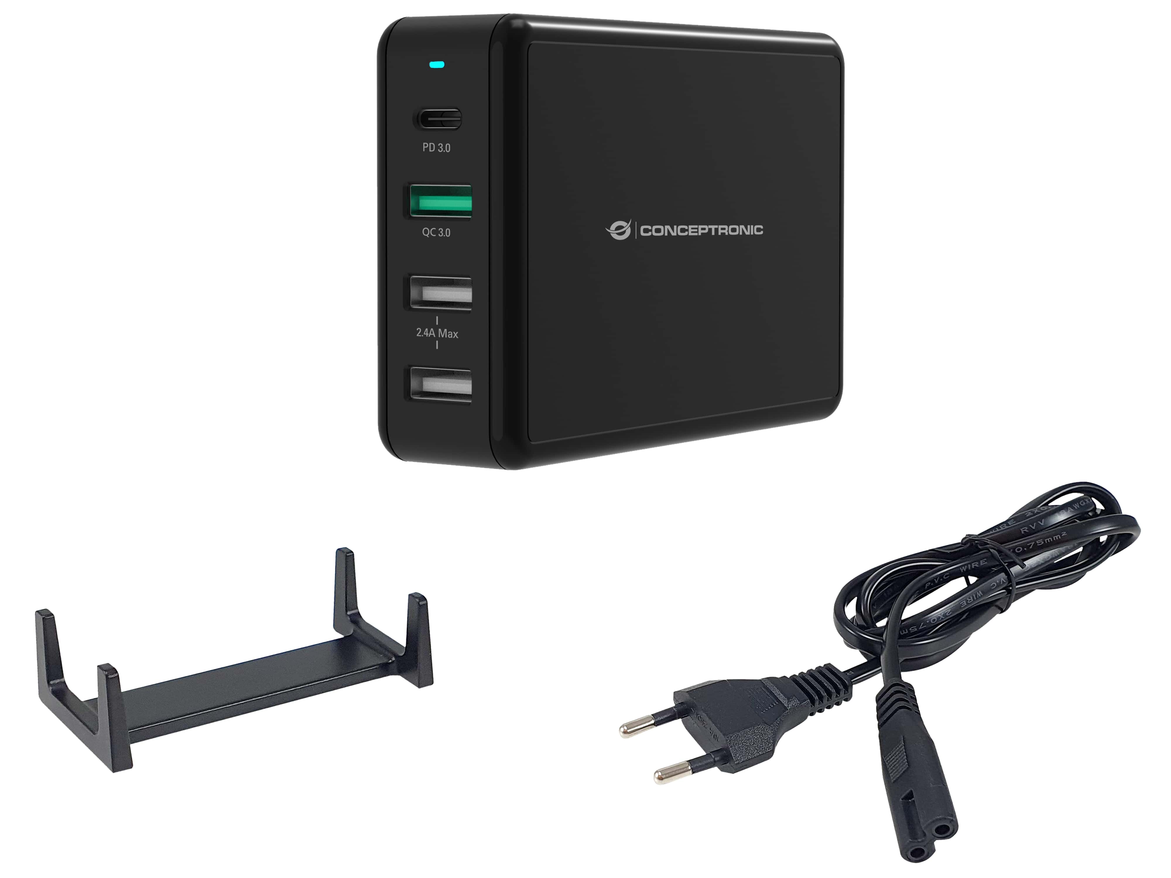 Conceptronic Desktop-Ladegerät OZUL, 4-Port, 65W, USB-PD