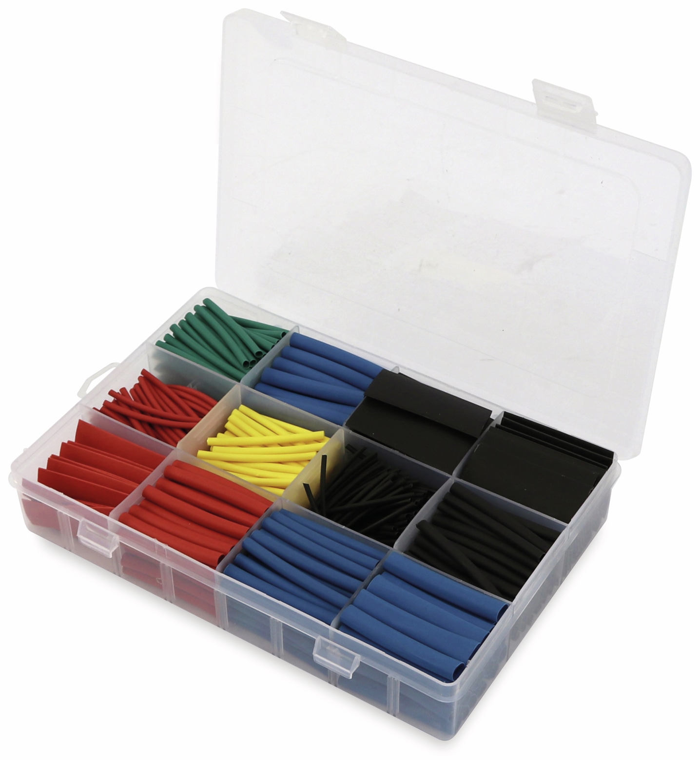 Schrumpfschlauch-Sortiment, 560-teilig im Sortimentskasten, Schrumpfrate 2:1, bunt