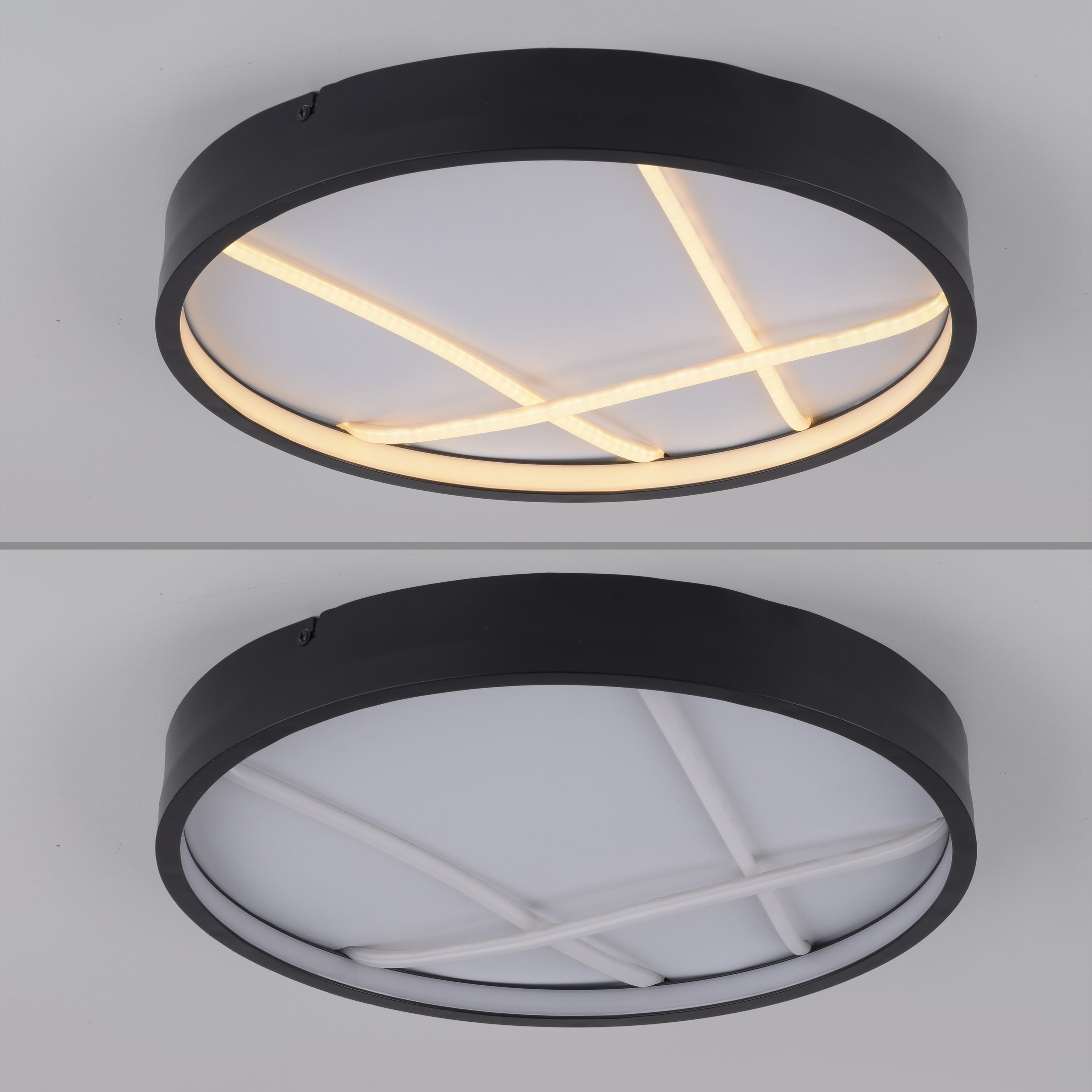 JUST LIGHT LED-Deckenleuchte 14091-18, 33W, 3000K, 4250lm, warmweiß, IP20, schwarz