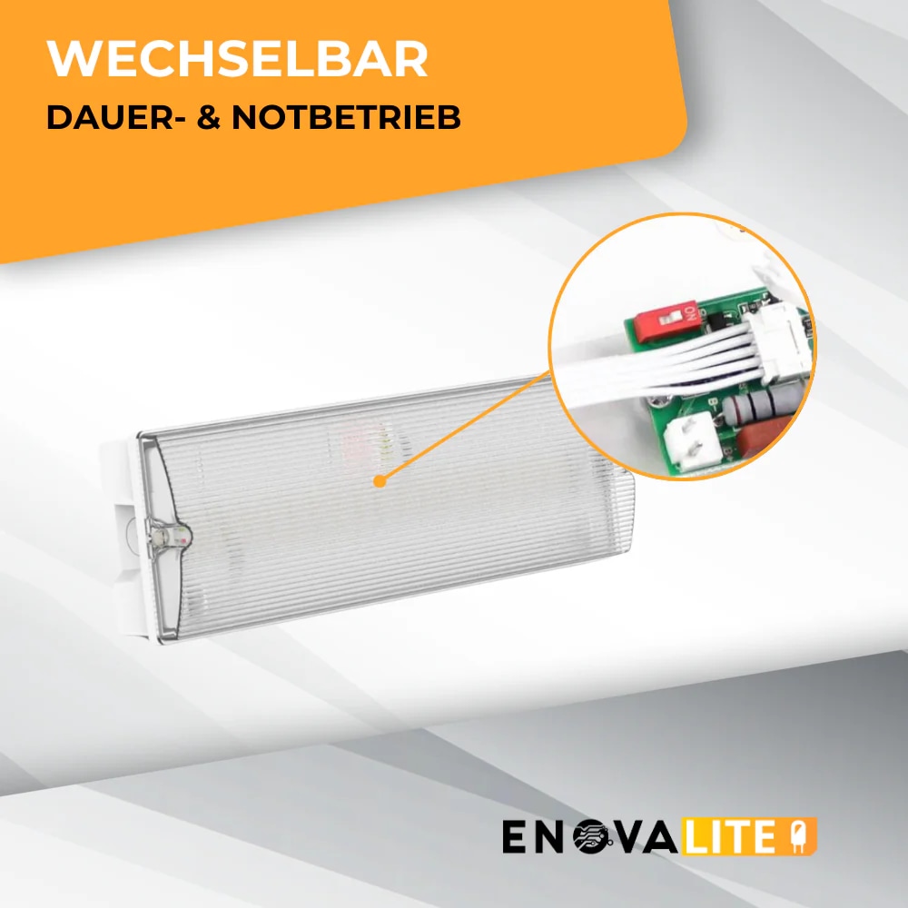 ENOVALITE LED-Fluchtwegeleuchte inkl. 8 h Notstromakku