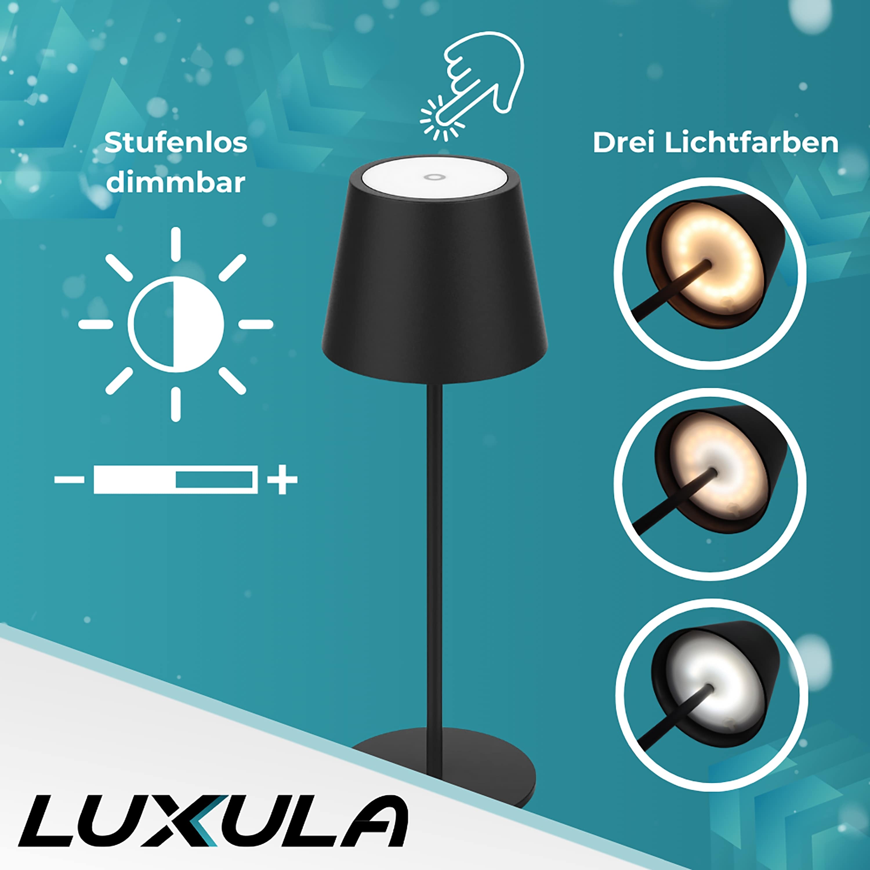 LUXULA LED-Akku-Tischleuchte LX700160, 3W, 200lm, Dimm- und CCT-Funktion