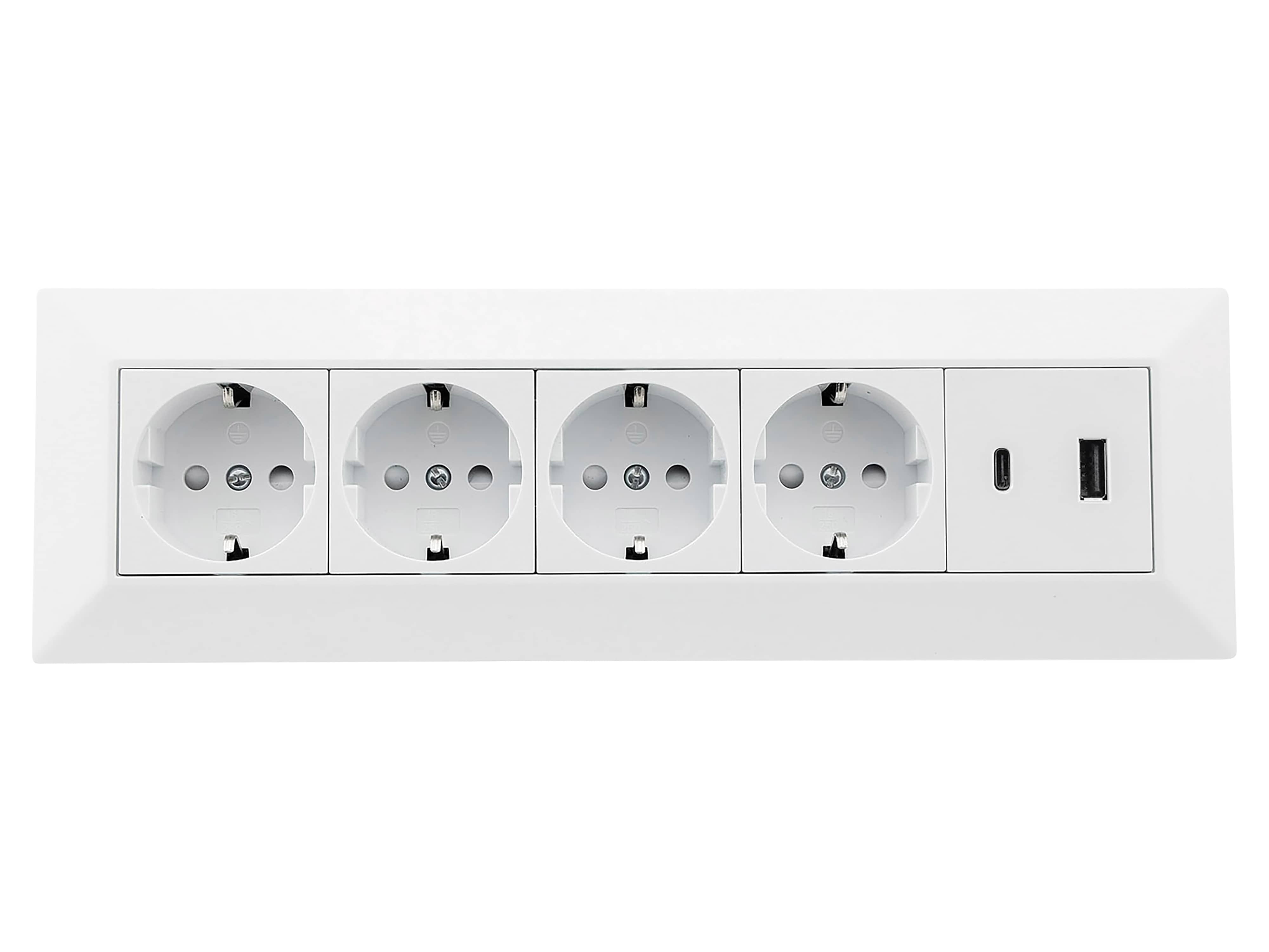 CHILITEC Steckdosenblock 23788, 4-fach, USB-A+C, 250V/16A, weiß CHILITEC Steckdosenblock 23788, 4-fach, USB-A+C, 250V/16A, weiß