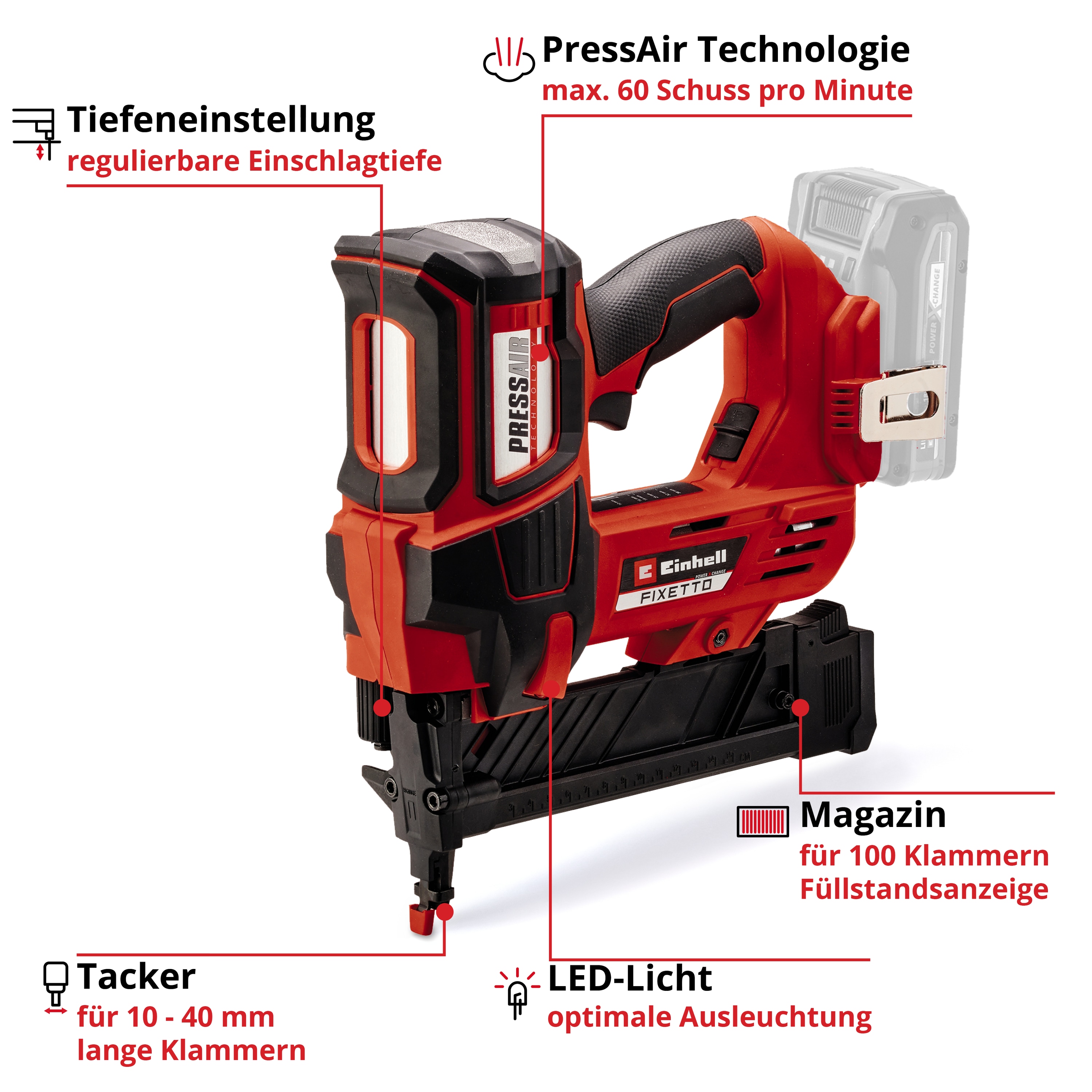 EINHELL PROFESSIONAL Akku-Tacker FIXETTO 18/38 S