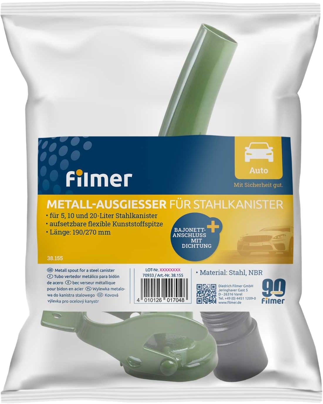 FILMER Metall-Ausgießer, 38155, für Stahlkanister FILMER Metall-Ausgießer, 38155, für Stahlkanister