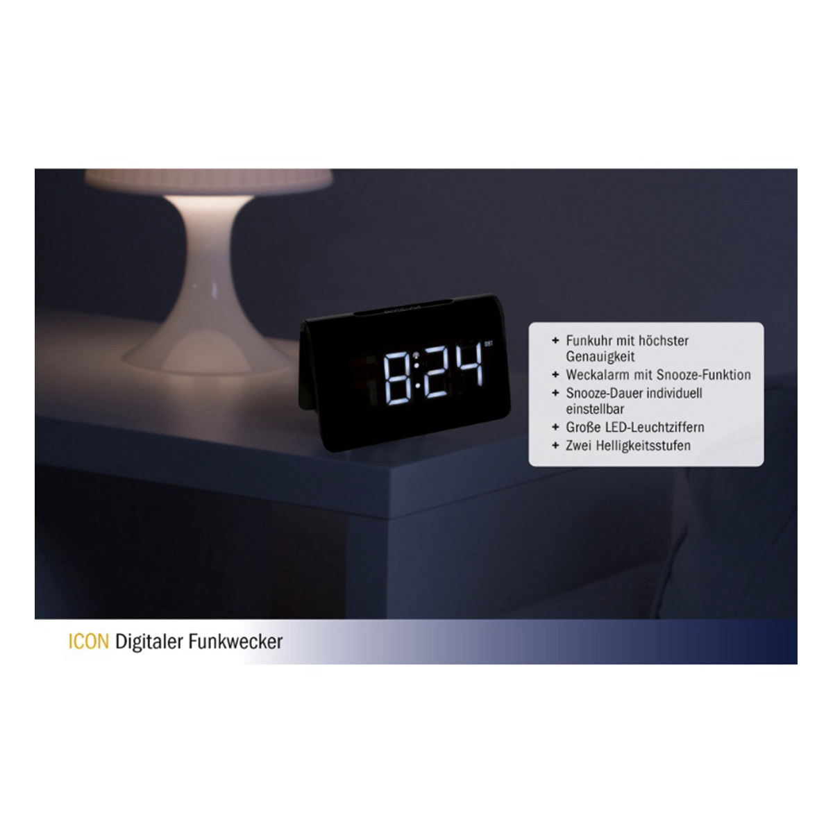 TFA Digitaler Funkwecker 60.2543.02, ICON