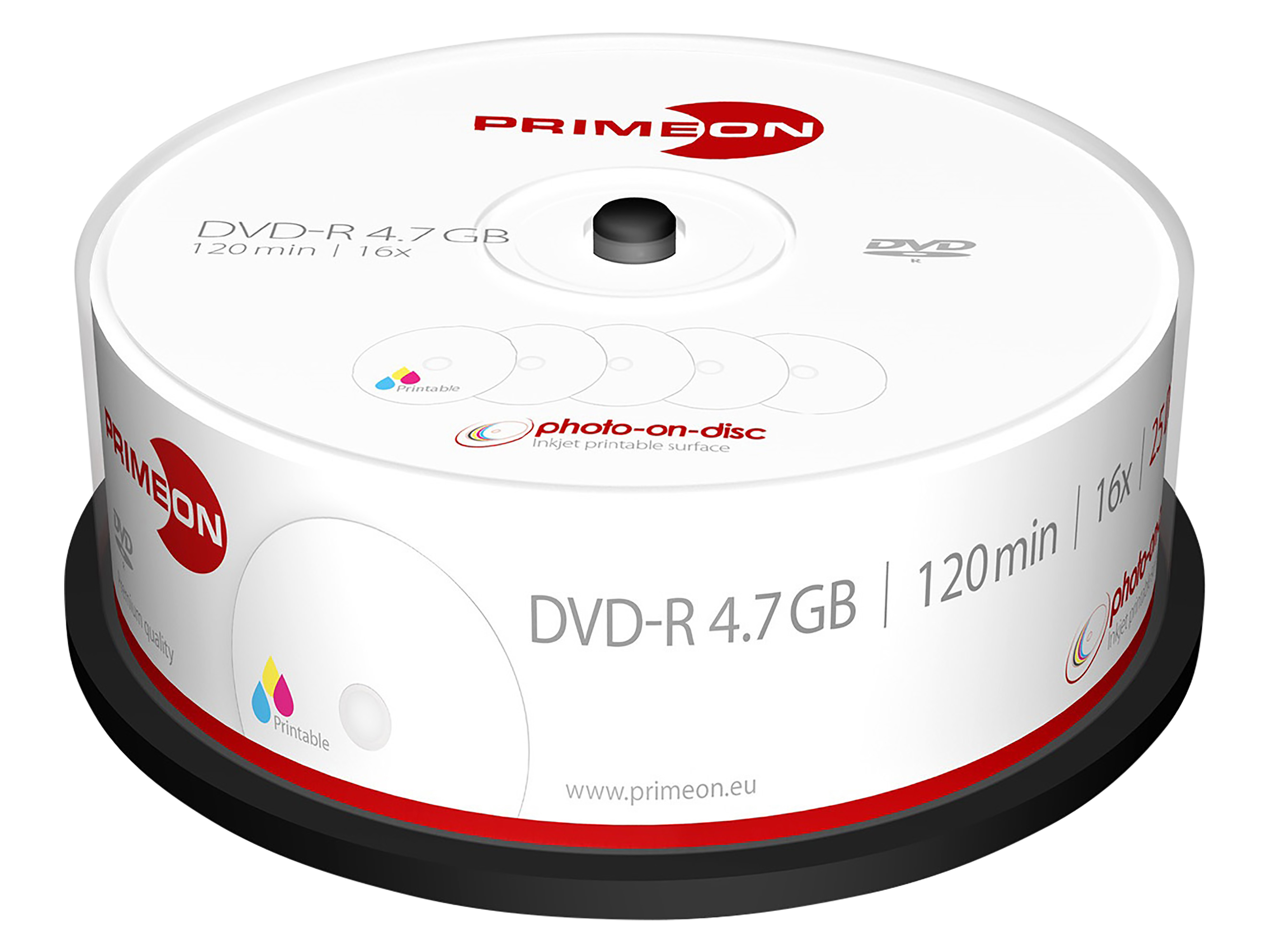 PRIMEON DVD-Rohling DVD-R 120Min 4.7GB 16x Cakebox 25 Stück printable PRIMEON DVD-Rohling DVD-R 120Min 4.7GB 16x Cakebox 25 Stück printable