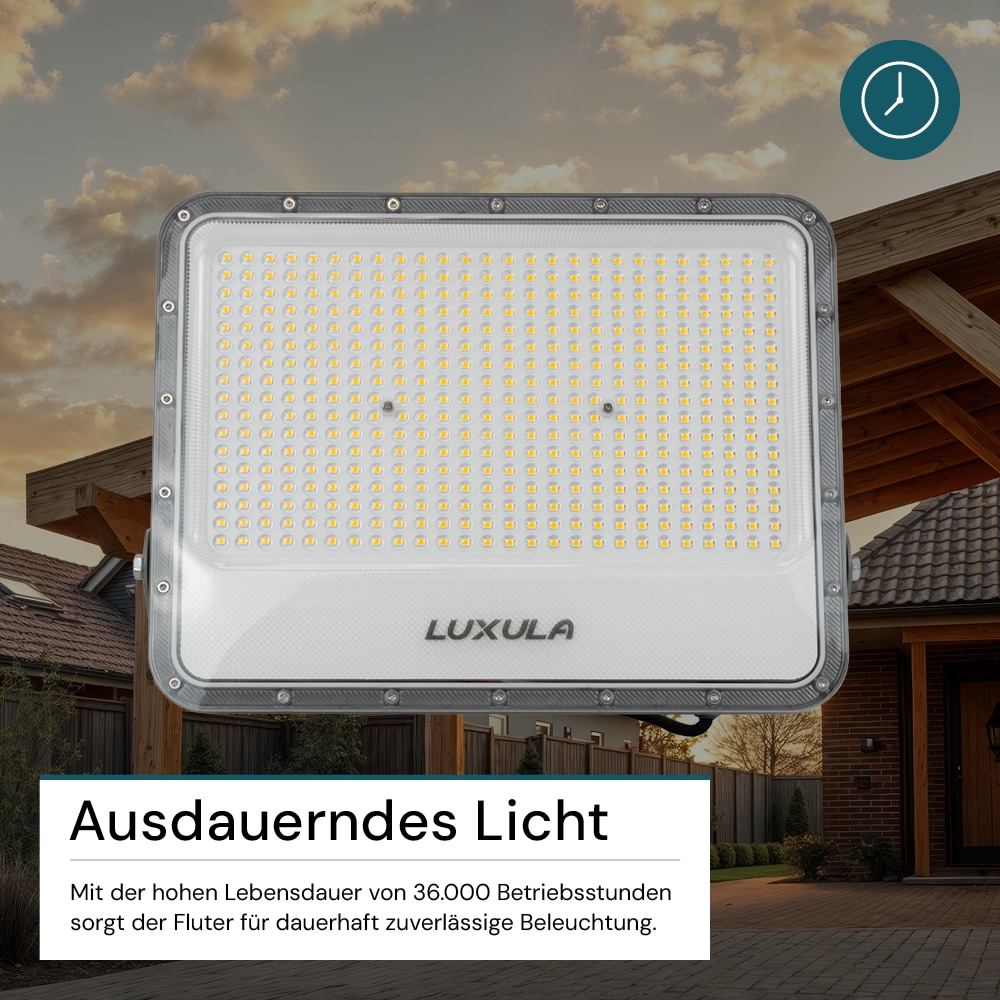 LUXULA LED-Fluter, EEK: E, 300W, 37500lm, 4000K, IP65, grau