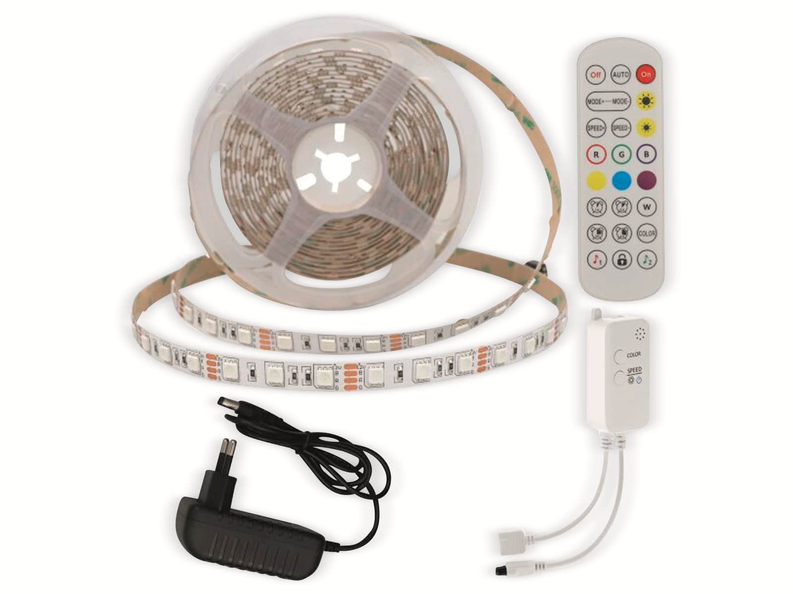 OPTONICA LED-Strip, RGB 4329, 12 V, 60 LEDs, EEK: G, 36 W, 2400 lm, mit Fernbedienung, App, 5 m