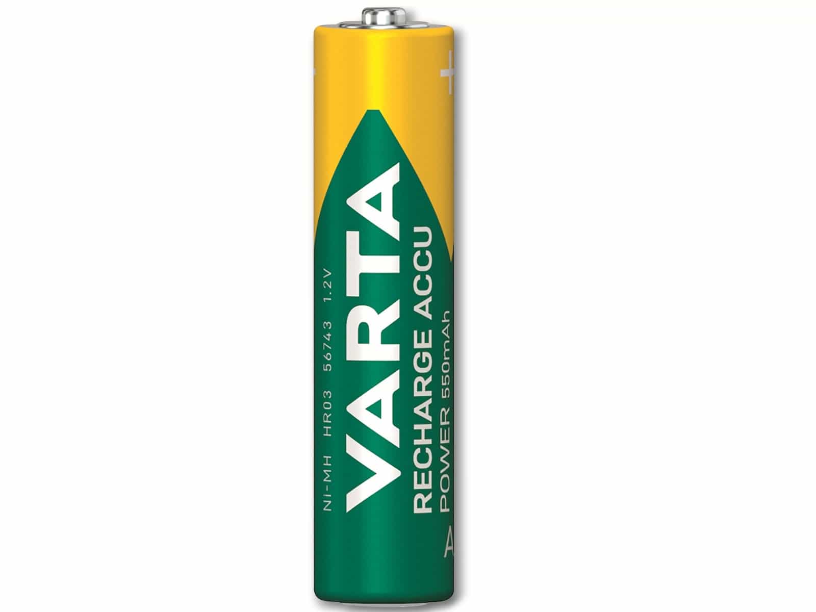 VARTA Akku NiMH, Micro, AAA, HR03, 1.2V/550mAh, Accu Power, Pre-charged, 4er Pack VARTA Akku NiMH, Micro, AAA, HR03, 1.2V/550mAh, Accu Power, Pre-charged, 4er Pack