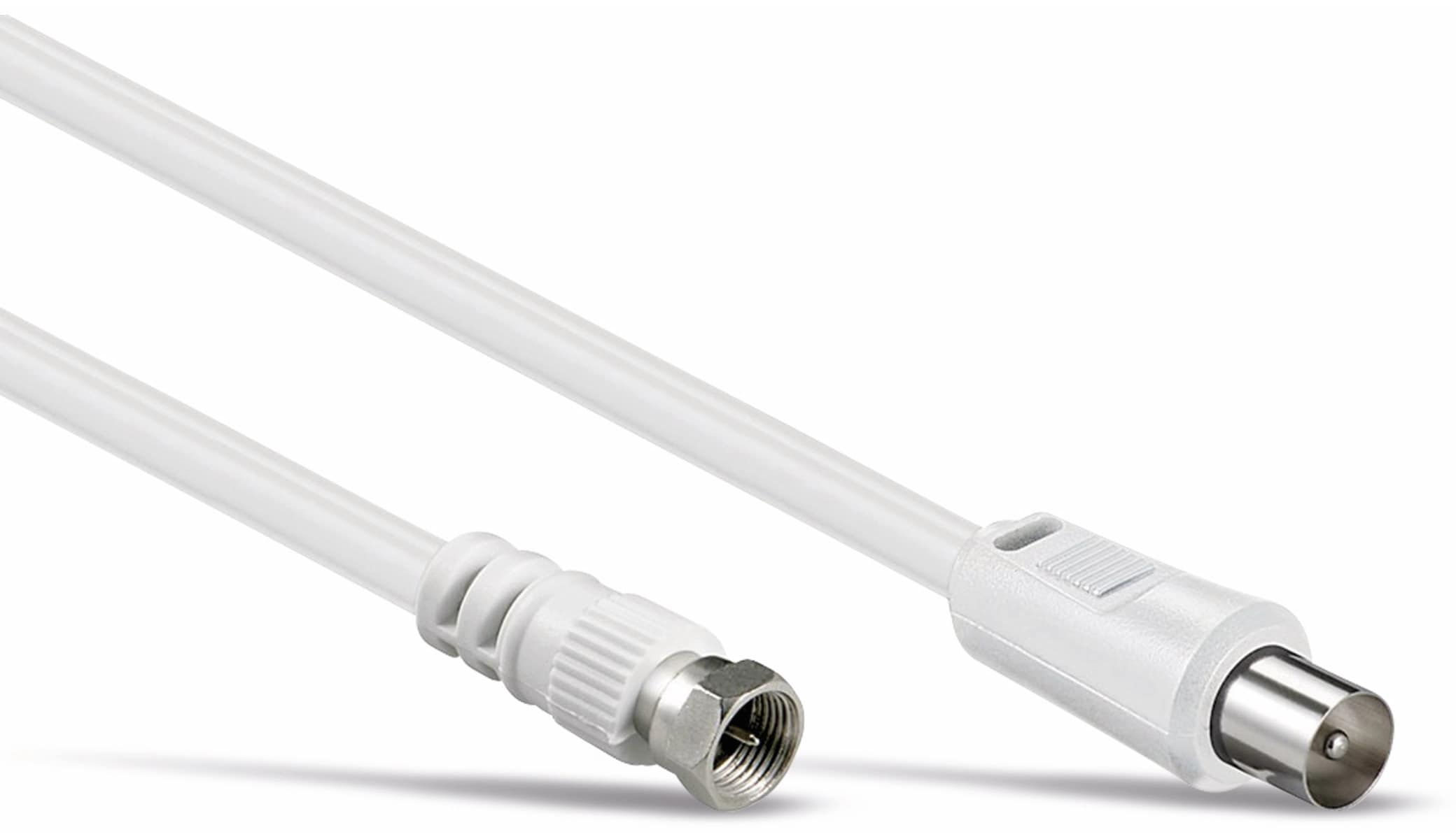 GOOBAY SAT-Antennenanschlusskabel F-Stecker/Koaxstecker, weiss, 1,5 m