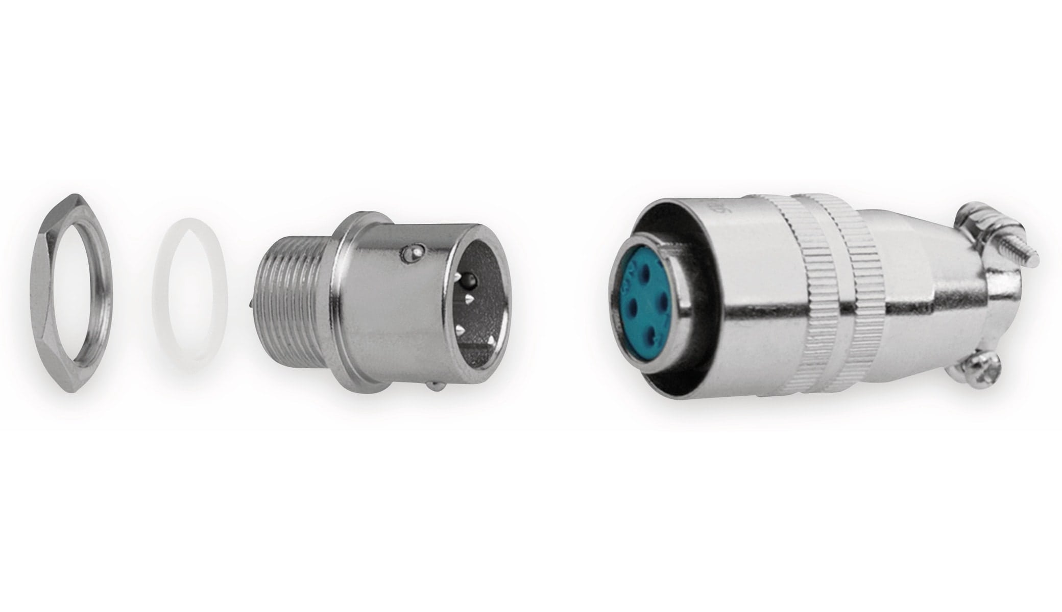 Einbaustecker-Set Ø 12mm 4-Pin mit Federverschluss