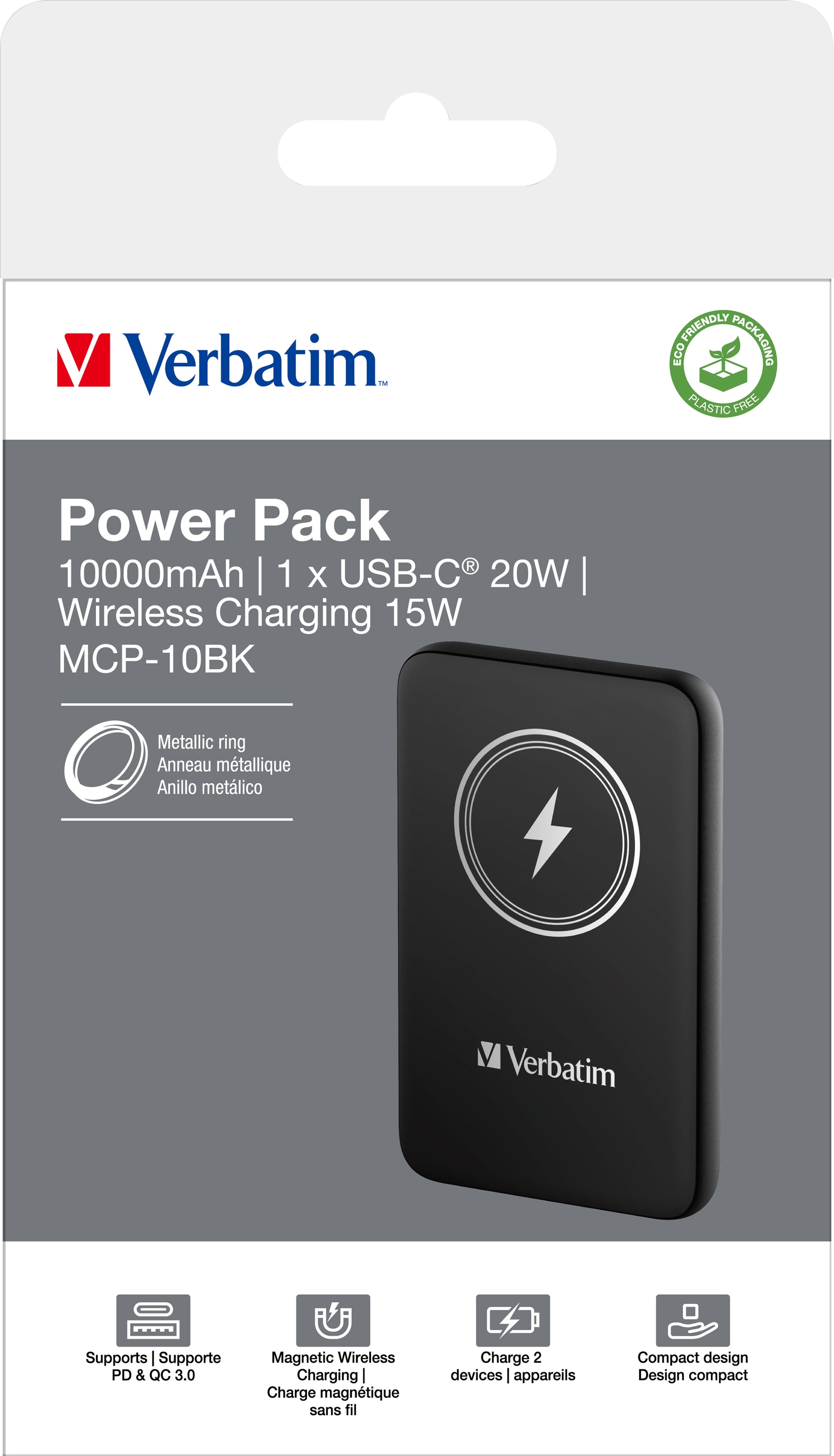 VERBATIM Akku Powerbank, 10.000mAh, MCP-10BK, schwarz