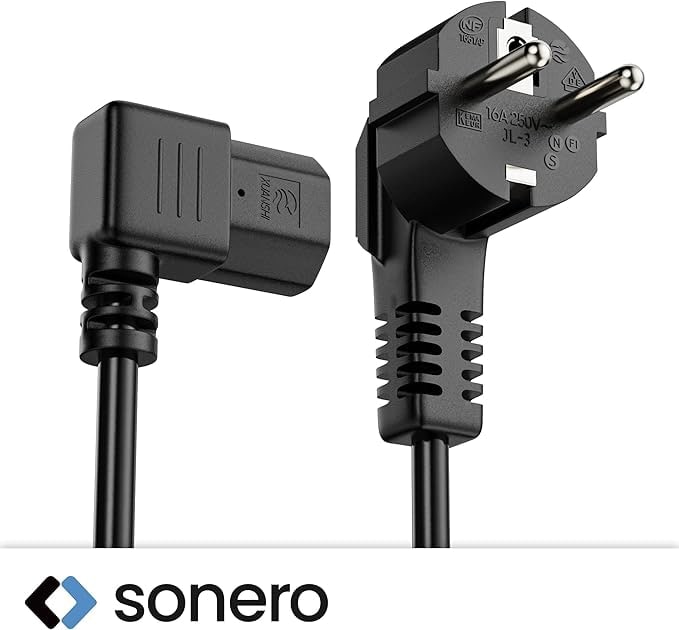 SONERO Netzkabel Schutzkontaktstecker, X-SKW-C13W-030B, 90°, schwarz, 3m SONERO Netzkabel Schutzkontaktstecker, X-SKW-C13W-030B, 90°, schwarz, 3m