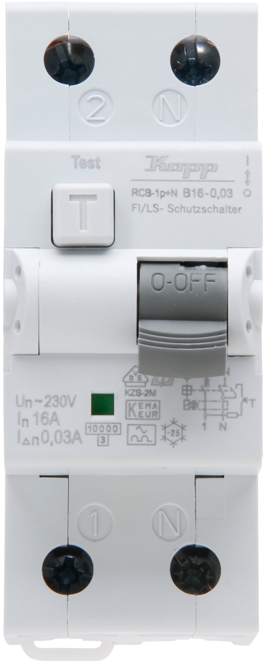 KOPP FI/LS-Schutzschalter, 16A, 1p+N Char. B, 0,03A, Typ A