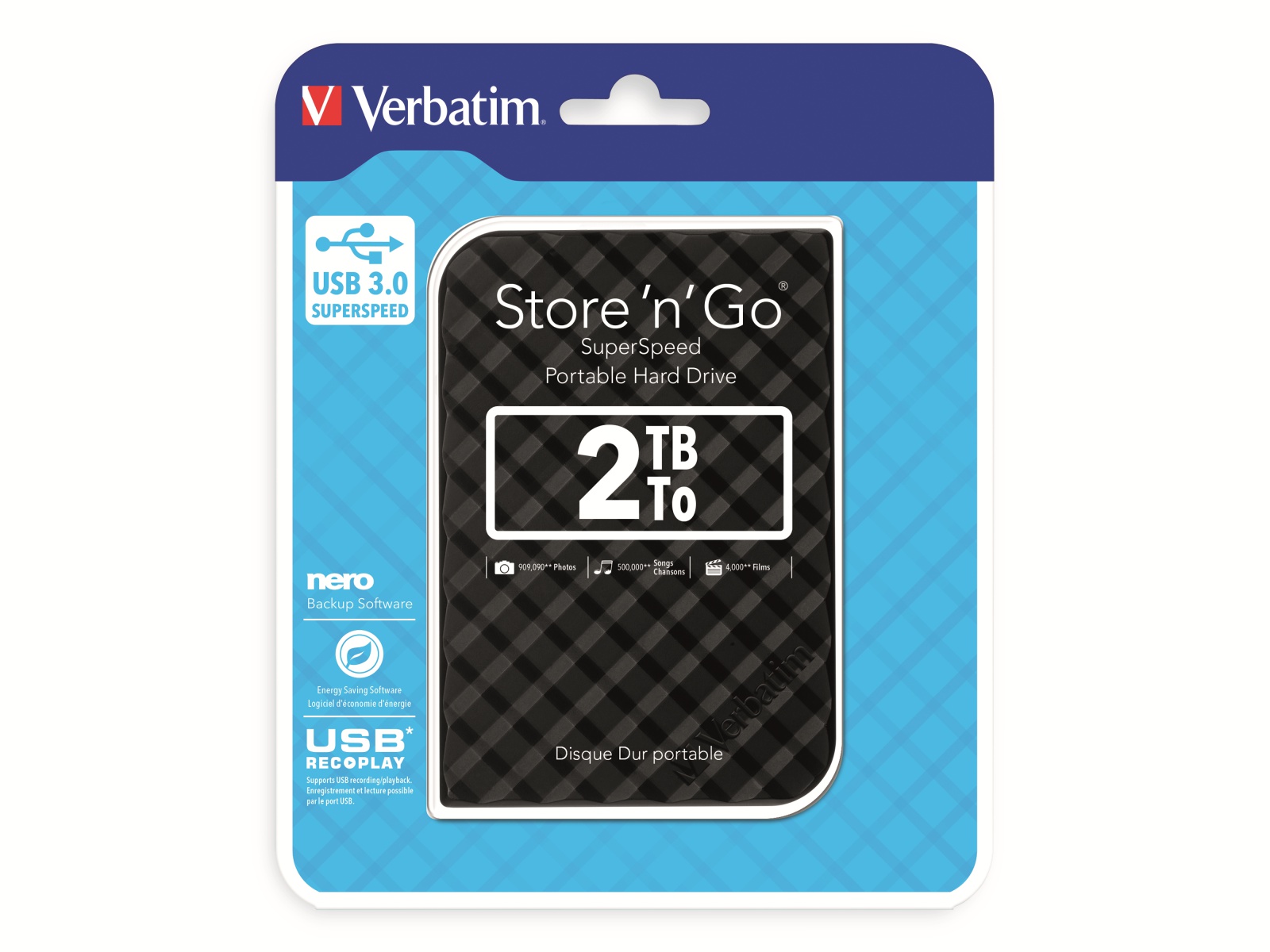 VERBATIM Externe USB 3.0 Festplatte Store 'n' Go, 2 TB, schwarz VERBATIM Externe USB 3.0 Festplatte Store 'n' Go, 2 TB, schwarz