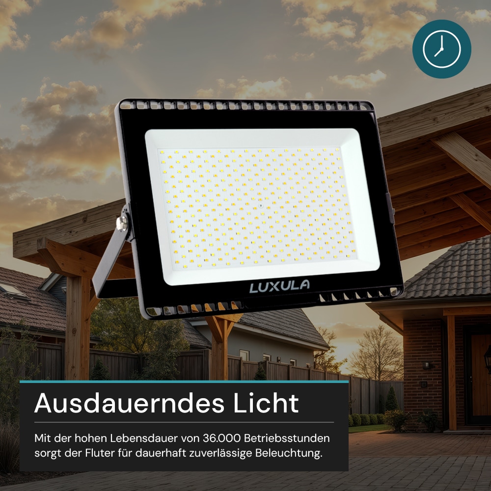 LUXULA LED-Fluter, EEK: F, 150W, 15000lm, CCT, schwarz