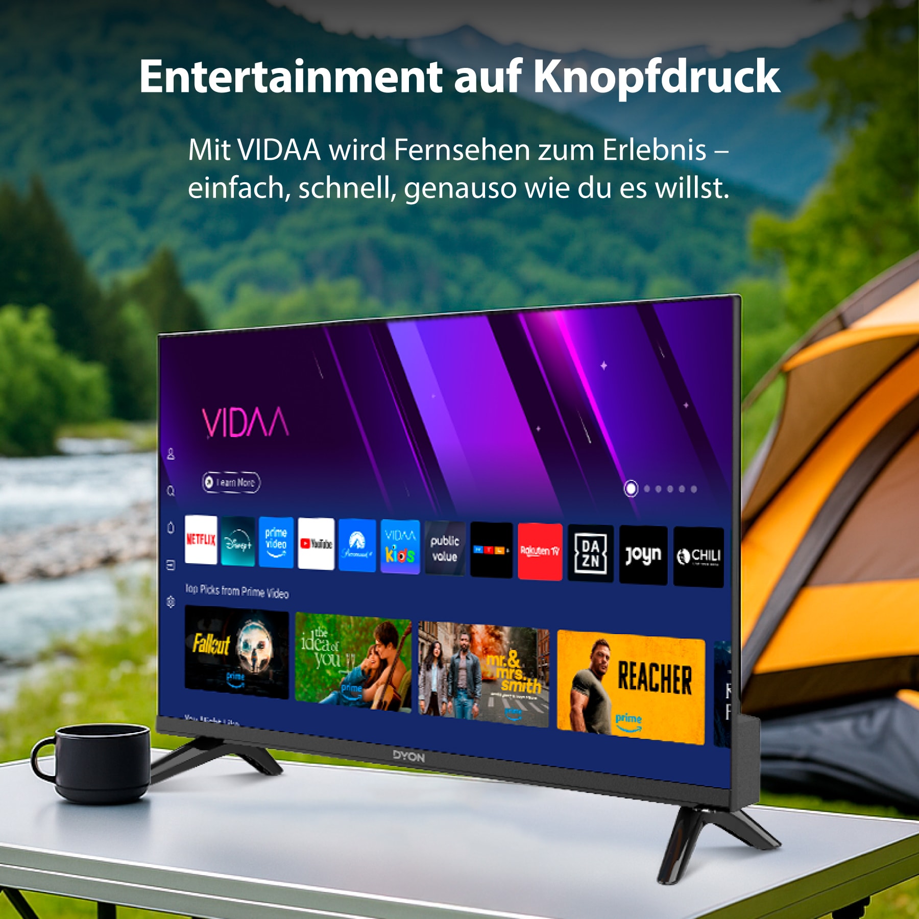 DYON Smart-TV 24VX-VHD, 24" (60cm), HD, 12 V Anschlusskabel