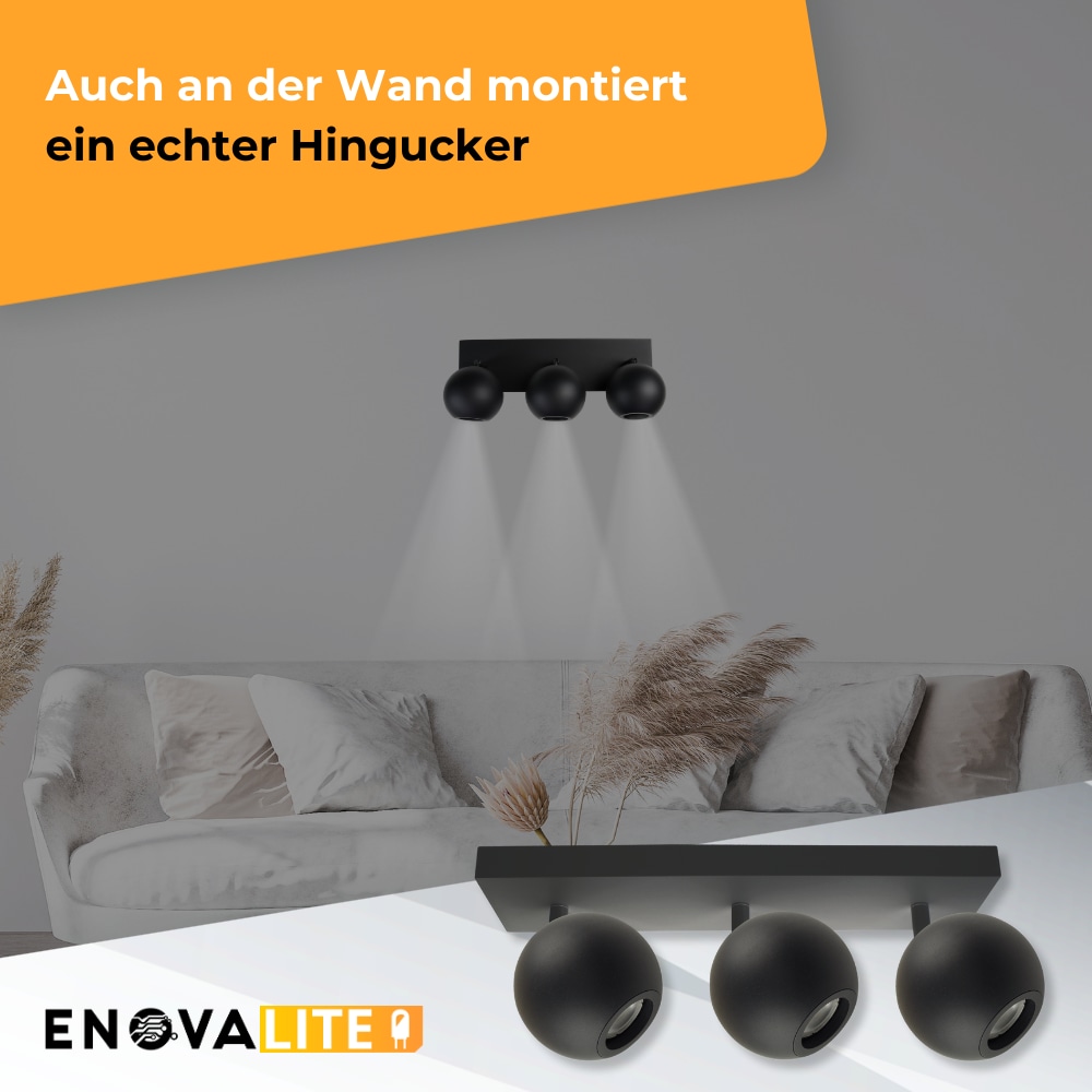 ENOVALITE Deckenleuchte GLOBE, GU10-Fassung, IP20, Ø10cm, 3 flammig, schwarz ENOVALITE Deckenleuchte GLOBE, GU10-Fassung, IP20, Ø10cm, 3 flammig, schwarz
