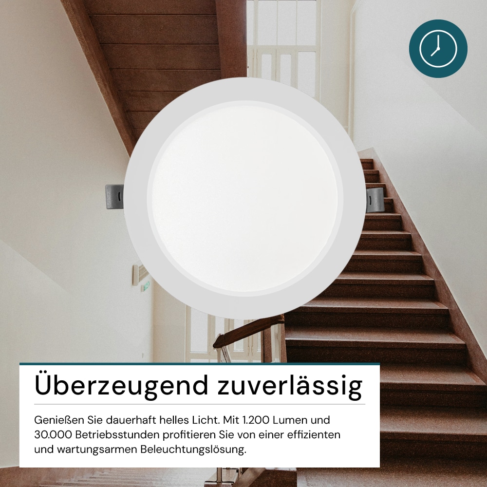 LUXULA LED-Einbauleuchte, 12W, EEK: F, 1200lm, CCT, IP44, weiß