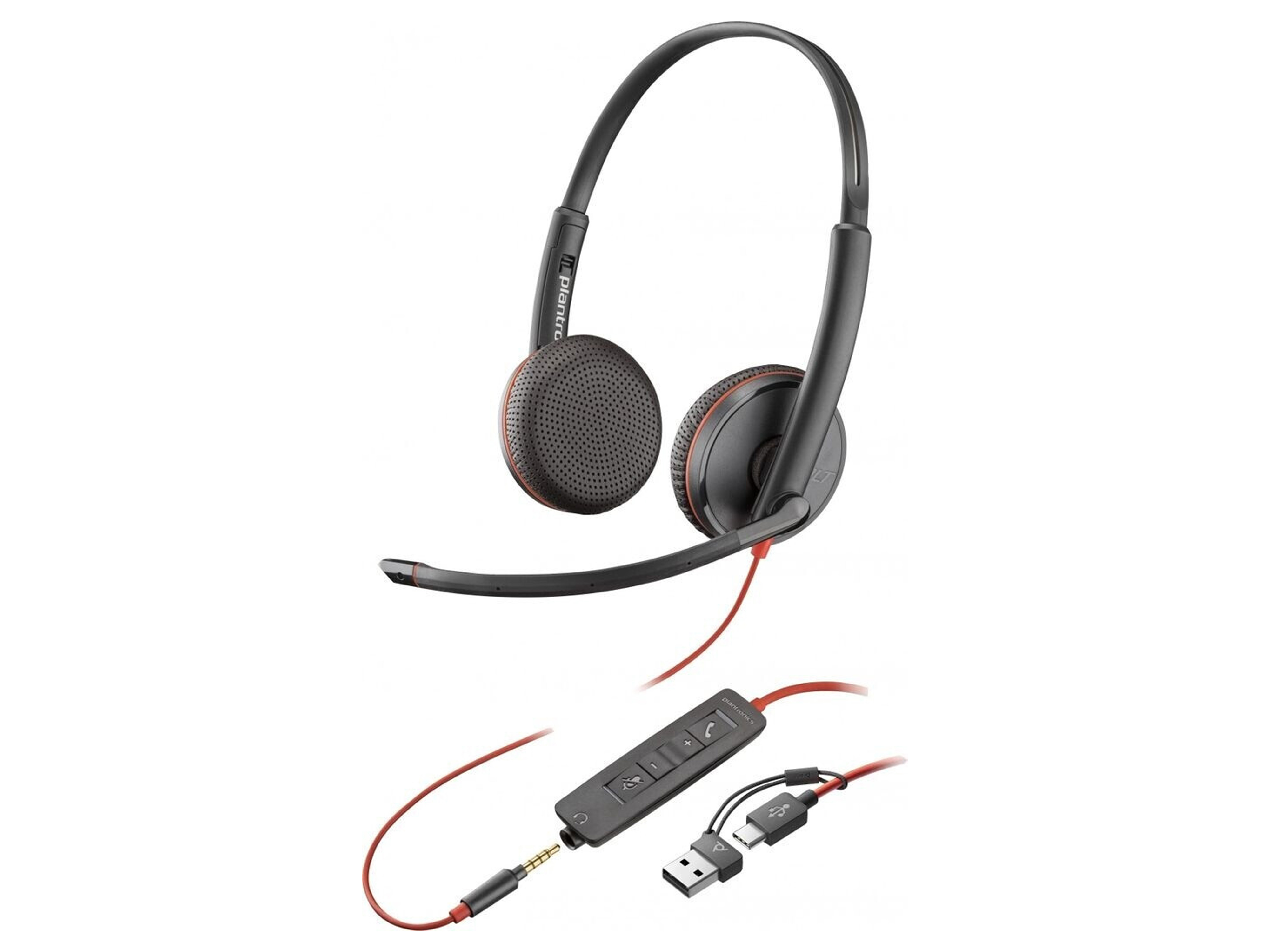 POLY Headset Blackwire C3225 USB-C + USB-C/A-Adapter