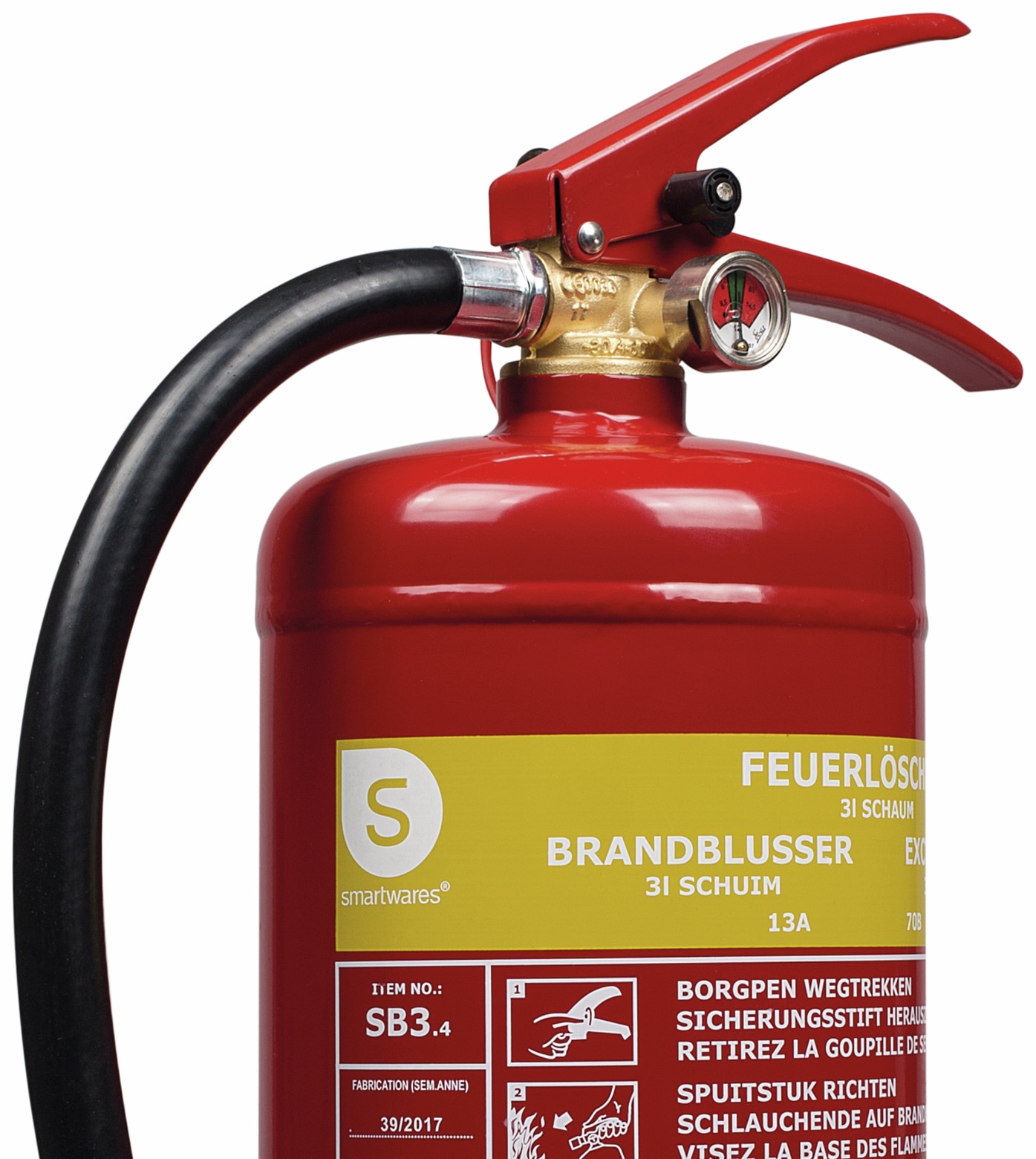 SMARTWARES Feuerlöscher, Schaum, 3 L, Brandklasse 13A, 70B SMARTWARES Feuerlöscher, Schaum, 3 L, Brandklasse 13A, 70B