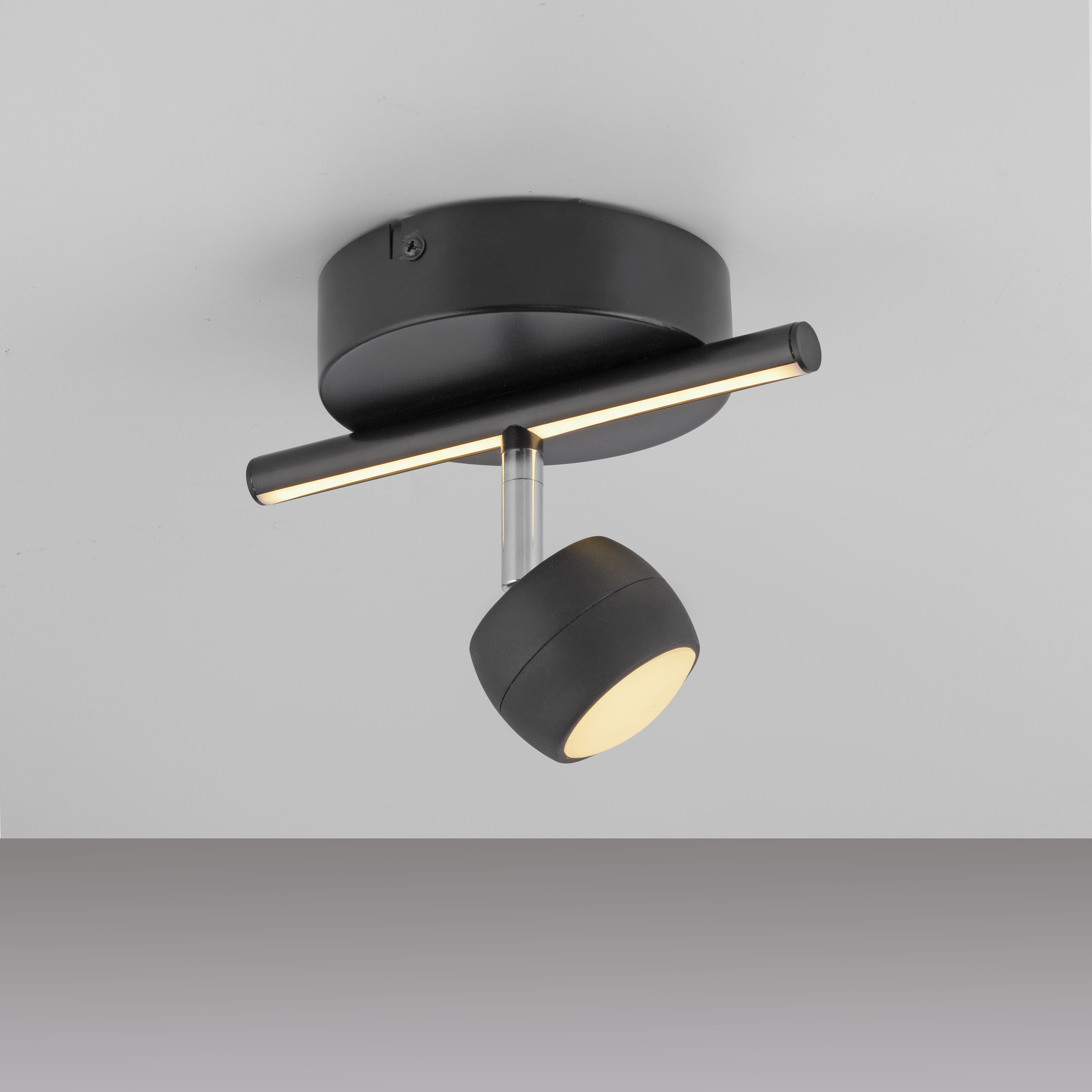 JUST LIGHT LED-Deckenleuchte 11400-18, 6,10W, 3000K, 705lm, warmweiß, IP20, schwarz