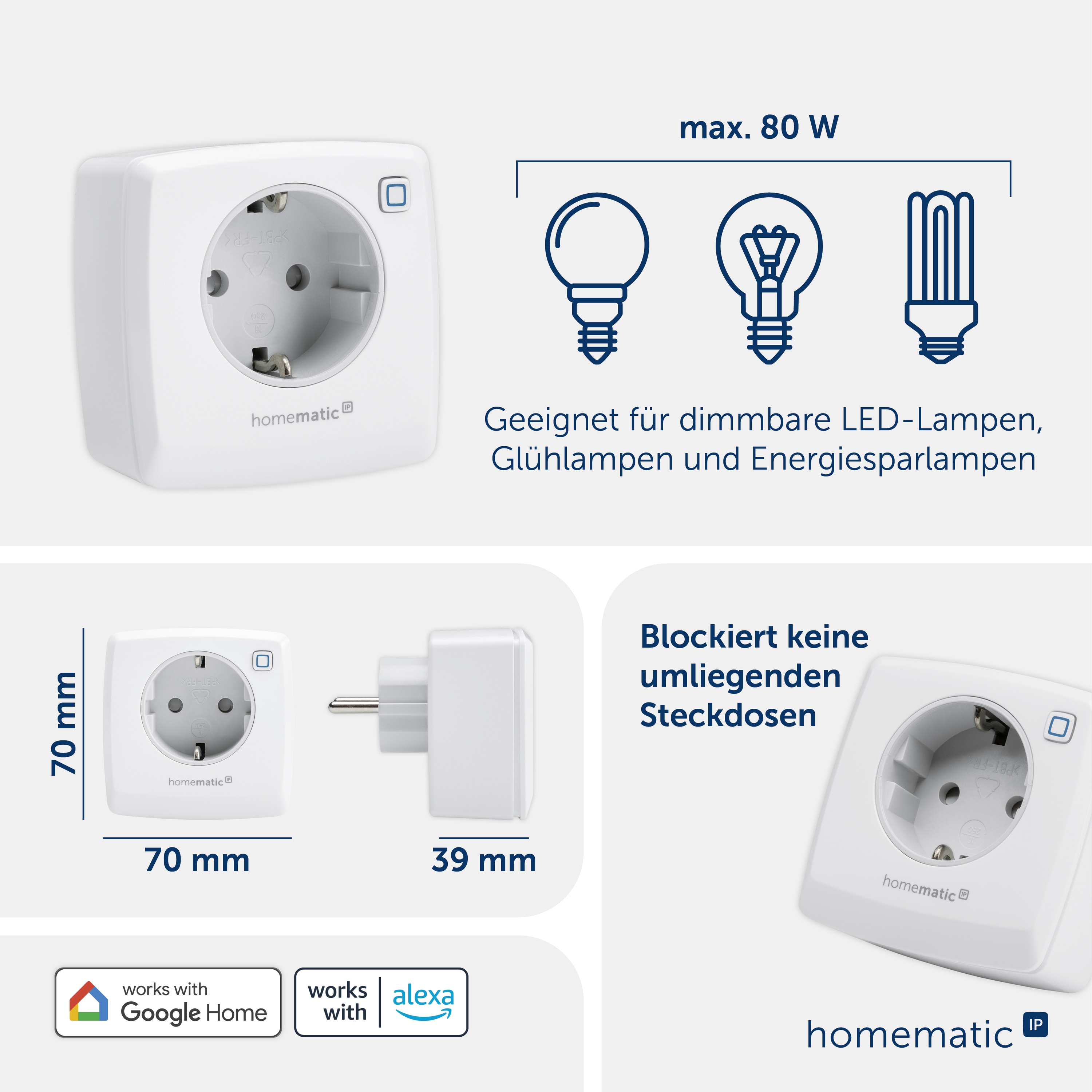 HOMEMATIC IP Smart Home 150327A0, Dimmersteckdose Phasenabschnitt