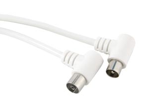 S-IMPULS Antennen-Anschlusskabel, abgewinkelte Stecker, 7,5 m, weiß