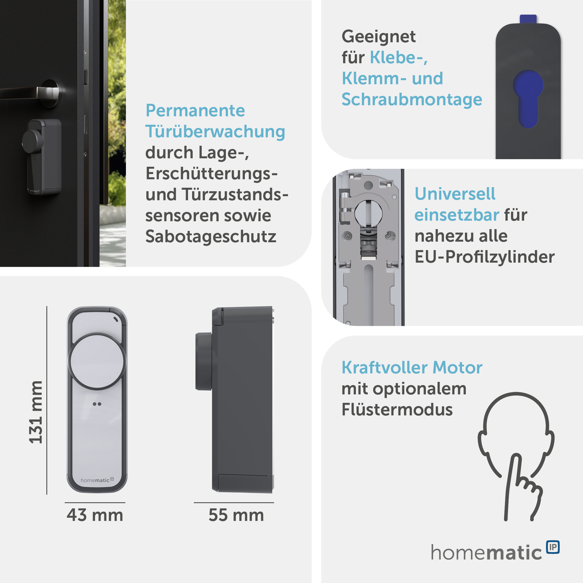 HOMEMATIC IP 162826A0, Türschlossantrieb pro, anthrazit-silber HOMEMATIC IP 162826A0, Türschlossantrieb pro, anthrazit-silber