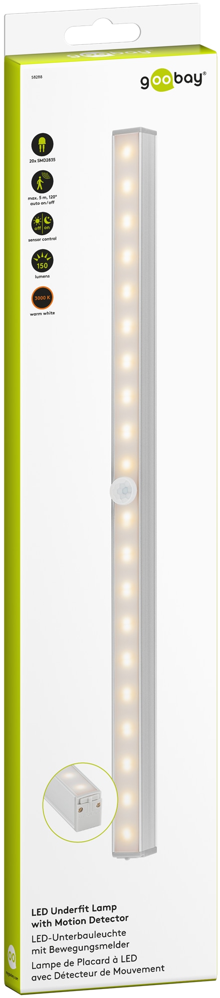 GOOBAY LED-Unterbauleuchte 58288, mit Bewegungsmelder, Batteriebetrieb, weiß