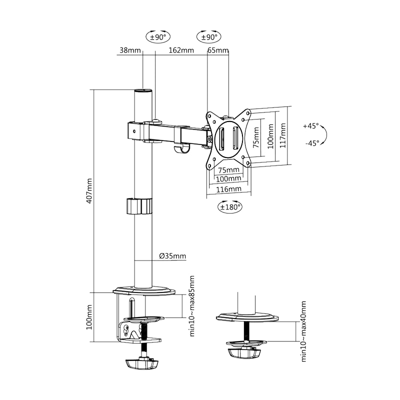 LOGILINK Monitorhalterung BP0170, 17"..32", Stahl
