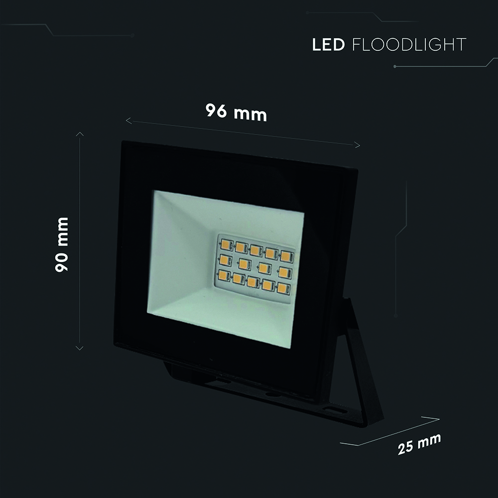 V-TAC LED-Fluter, VT-44012, 10 W, 4000K, EEK: F, 730 lm, neutralweiß, IP65, schwarz