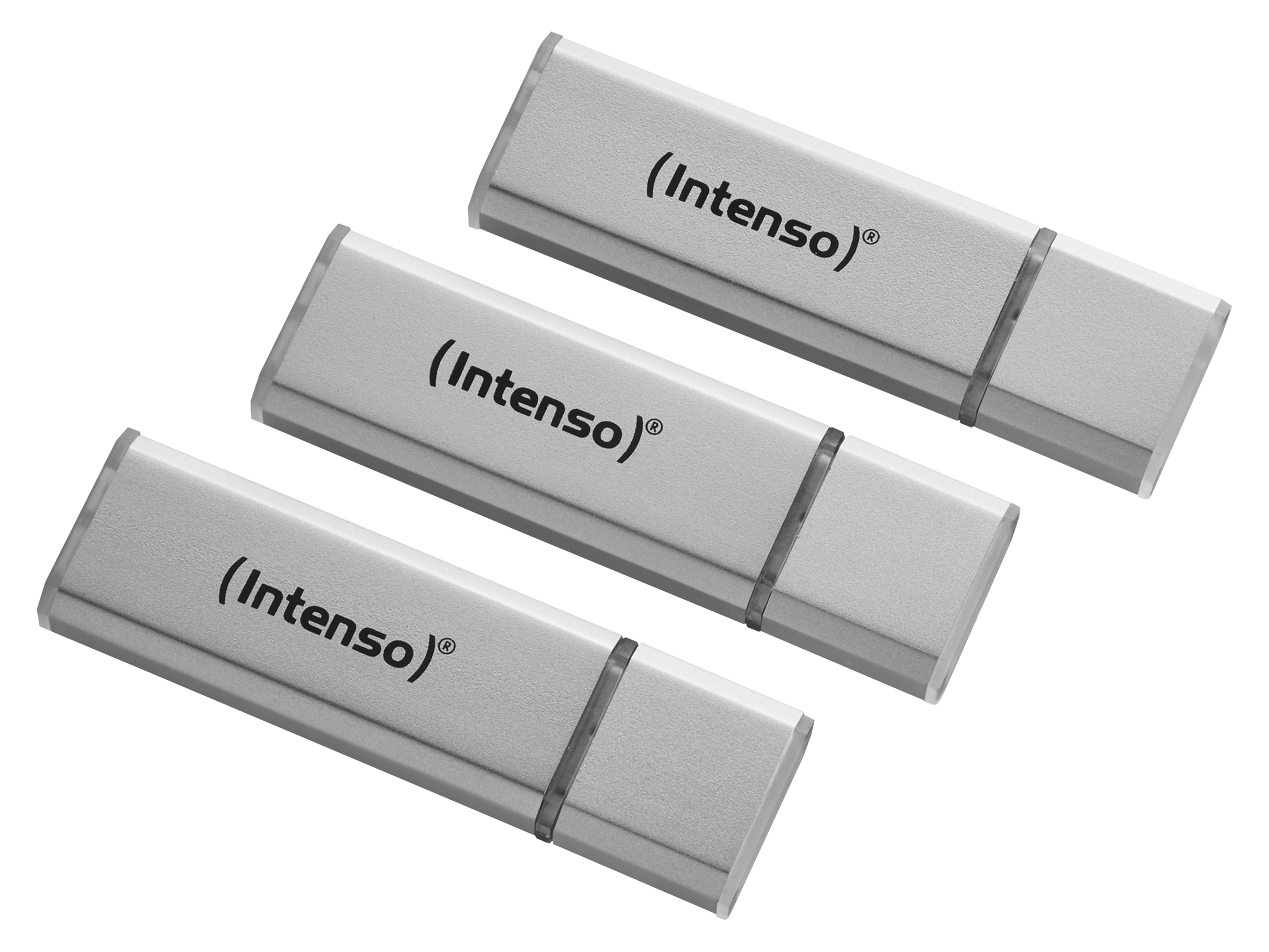 INTENSO USB 2.0-Stick Alu Line, 32 GB, 3er Pack, silber