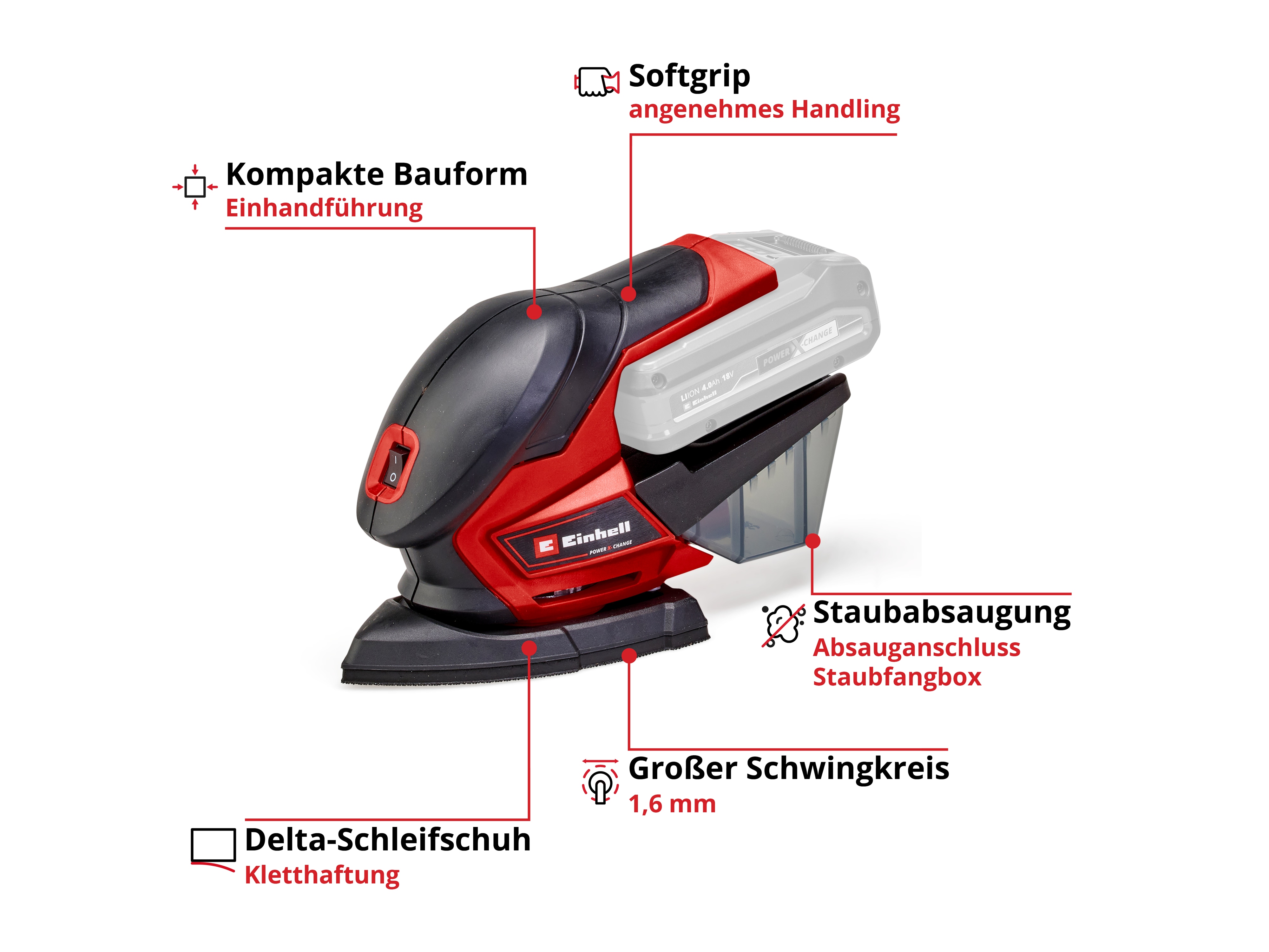 EINHELL Akku-Multischleifer TE-OS 18/150 Li - Solo