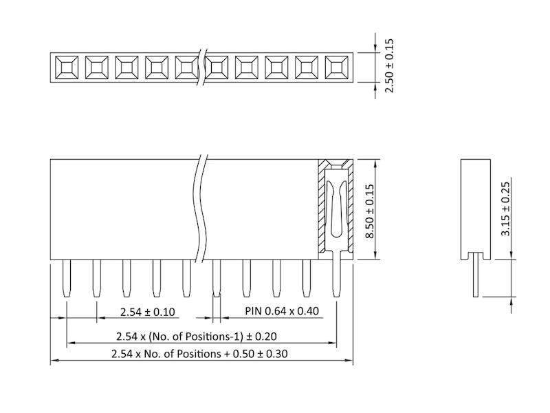 ECON CONNECT Buchsenleiste BLG1X19, 1x19, RM 2,54 mm, H 8,5 mm