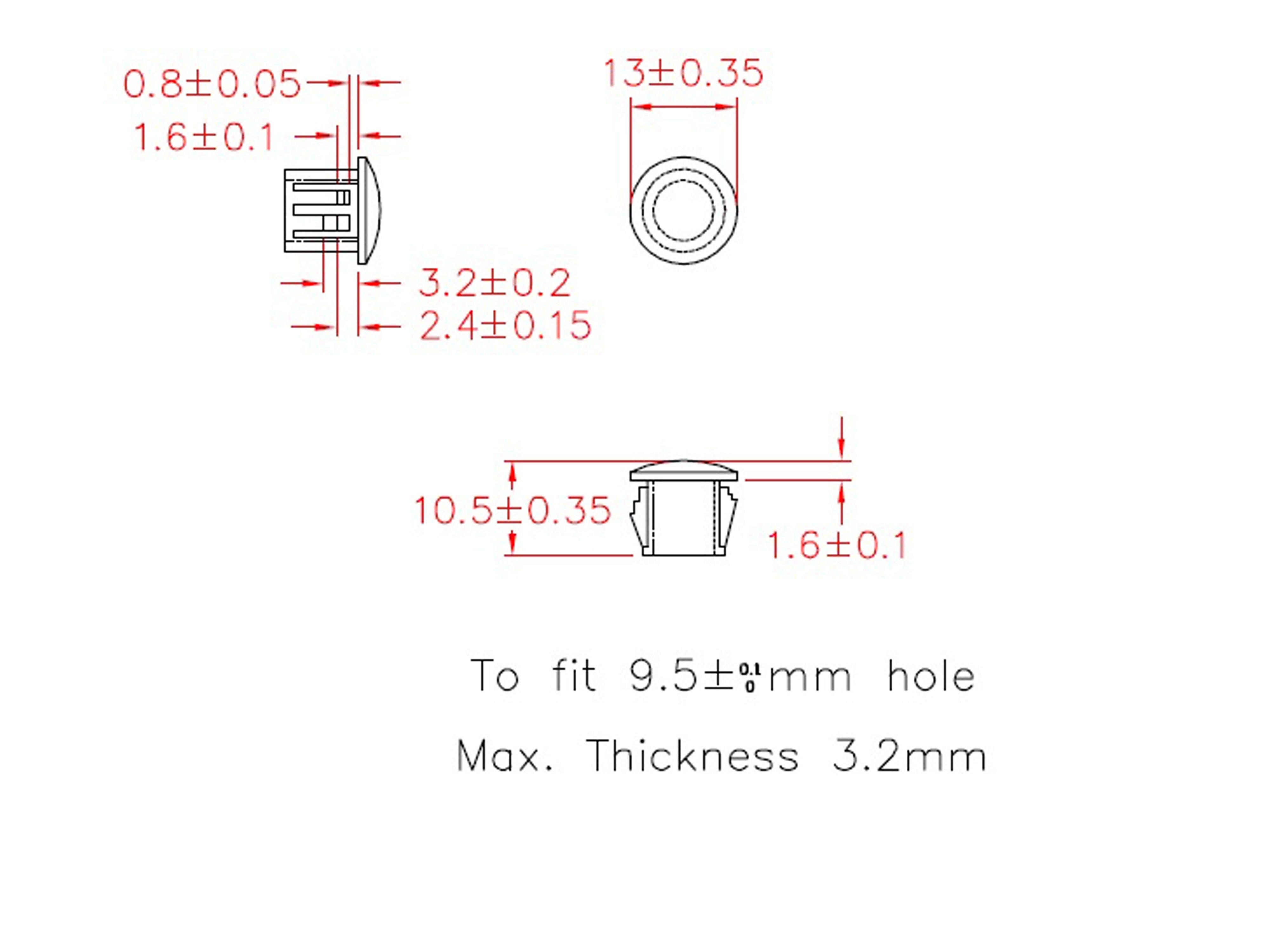 KSS Lochabdeckung Polyamid 6.6, schwarz, für Loch 9,5, Abdeckung-Ø 13, 1 Stück