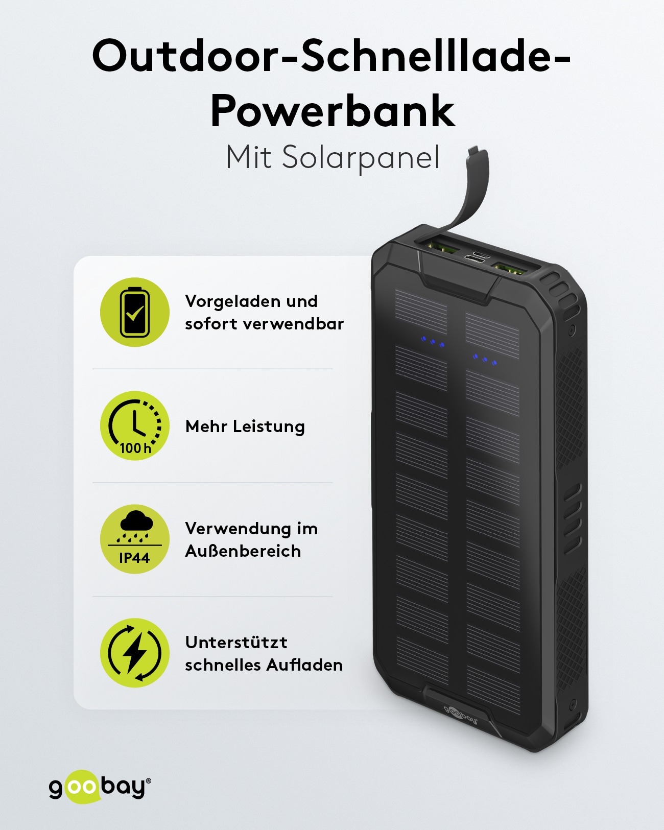 GOOBAY Solar-Powerbank 53934, 20000mAh, Outdoor
