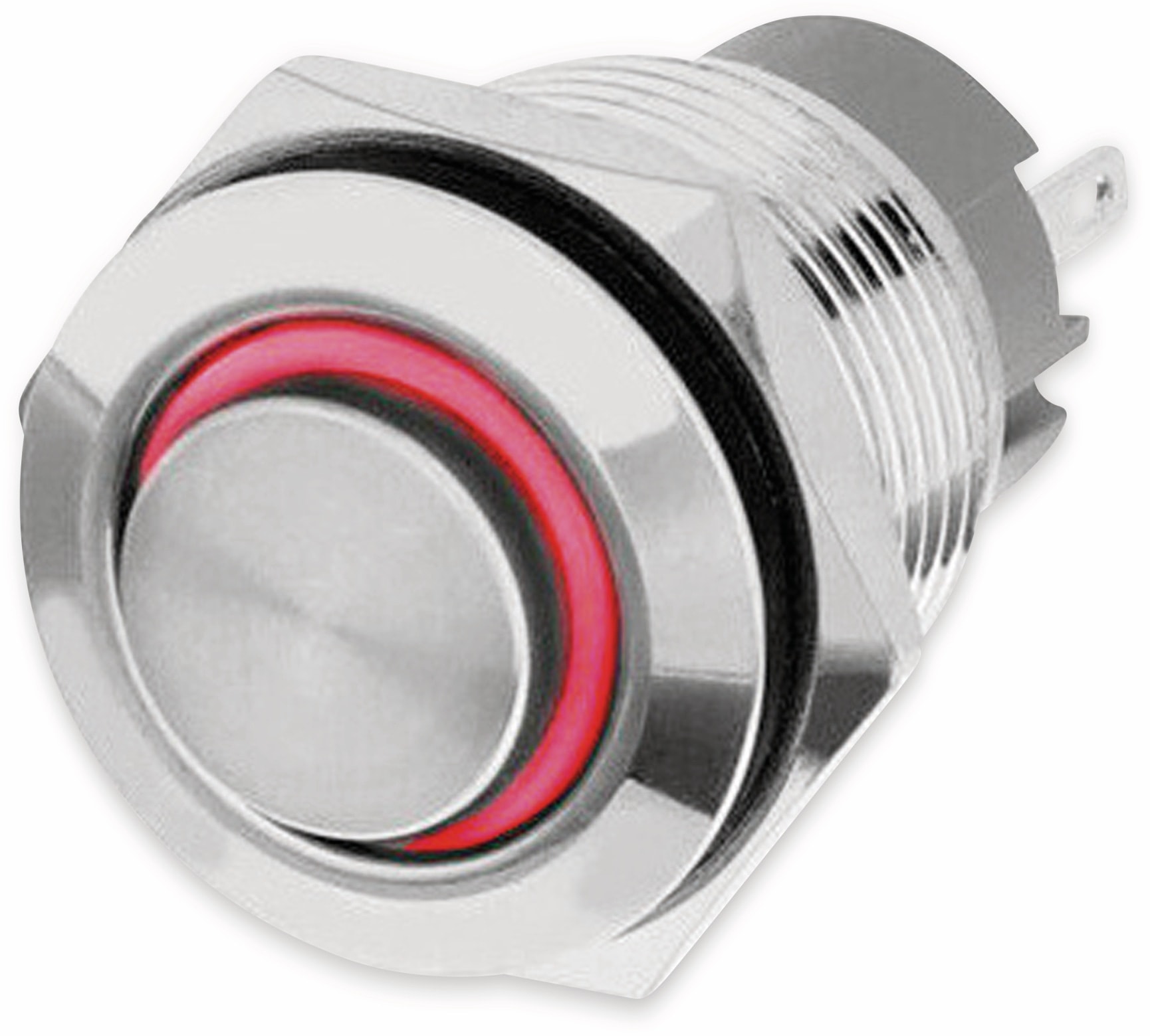 LED-Drucktaster, Ringbeleuchtung rot 12 V, Ø16 mm, 5 A/48 V