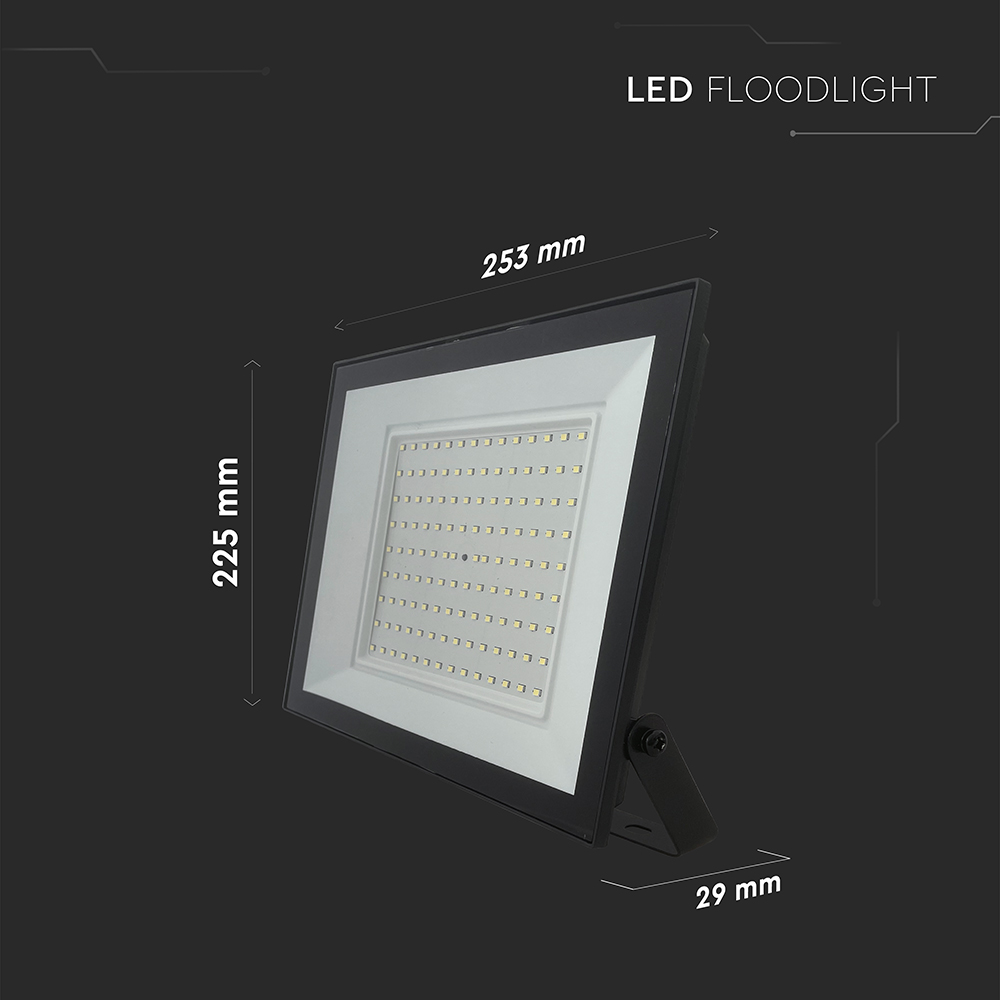 V-TAC LED-Fluter, VT-44109, 100 W, 6500K, EEK: F, 8150 lm, kaltweiß, IP65, schwarz