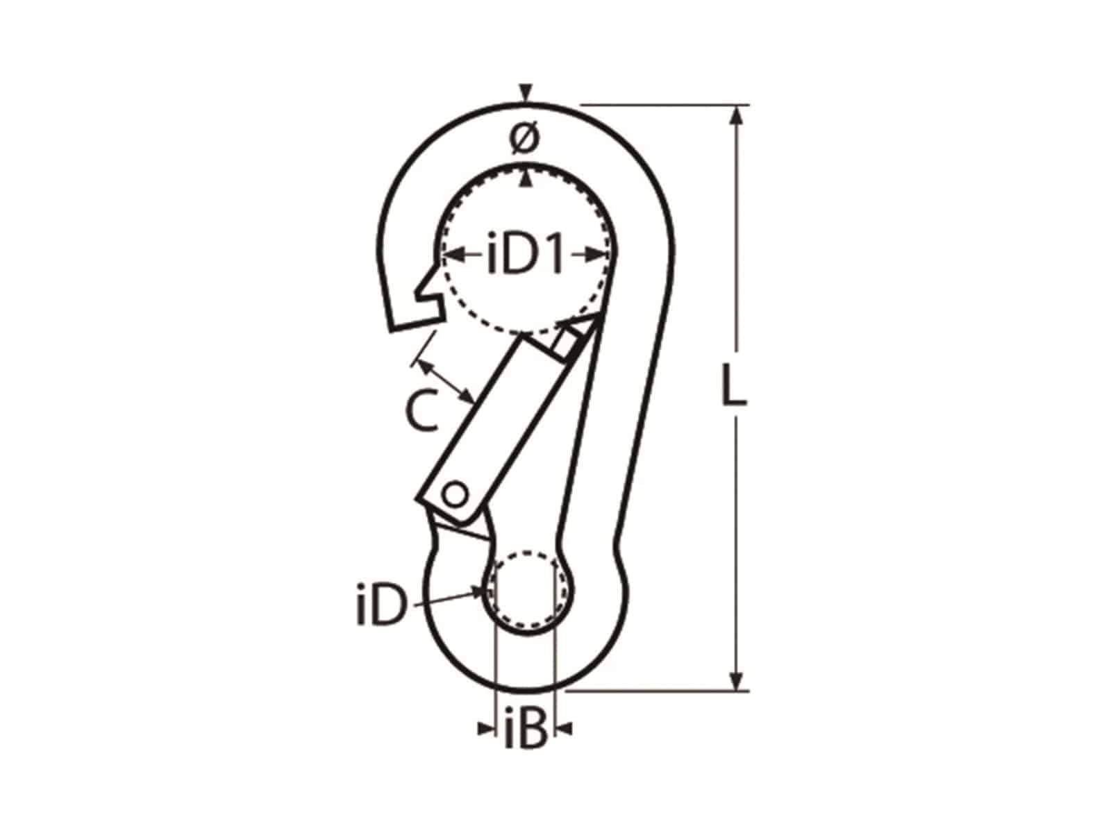 MARINETECH Karabinerhaken Edelstahl A4, 5x50 mm, mit Sicherheitsmutter MARINETECH Karabinerhaken Edelstahl A4, 5x50 mm, mit Sicherheitsmutter