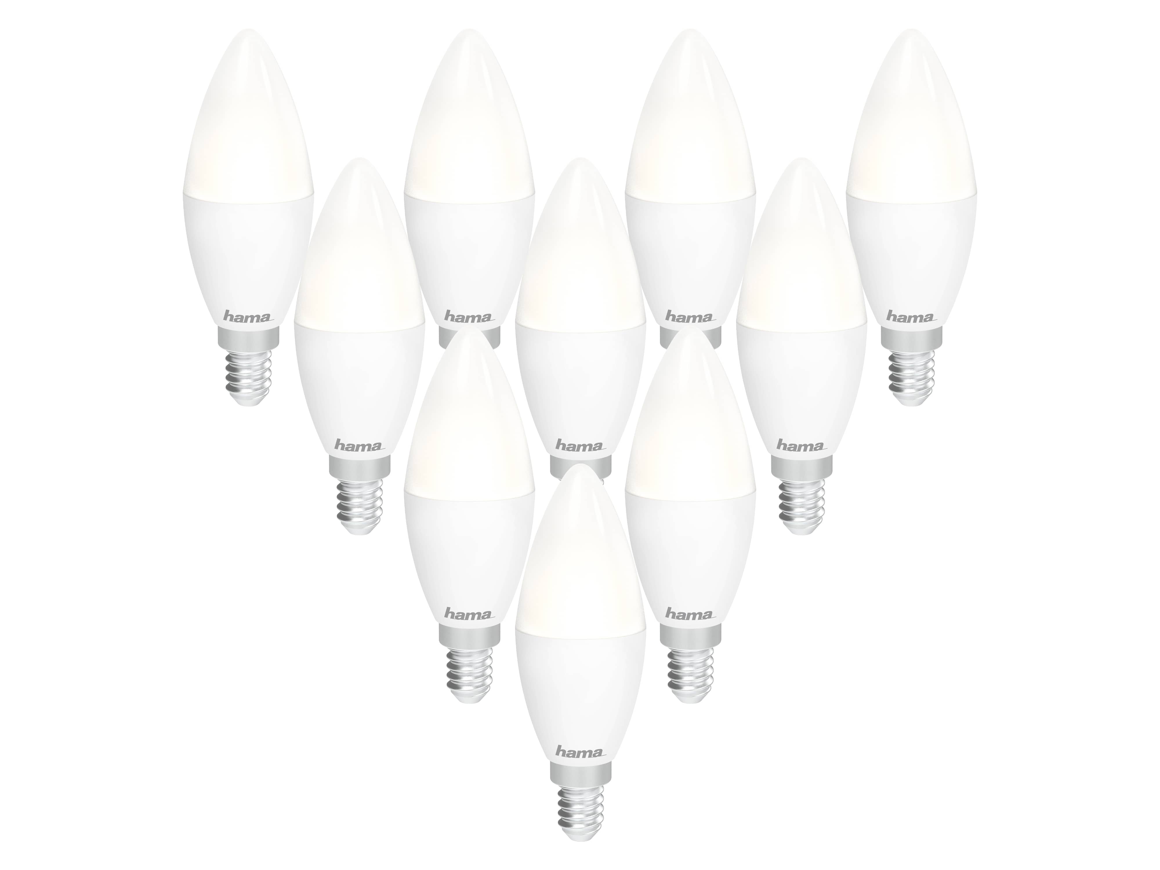 HAMA 10er Set LED-Lampe, E14, EEK: F, 5,5 W, 470 lm, WLAN, dimmbar