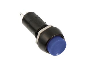 Einbau-Druckschalter PBS-11A, rund, Ein/Aus, blau