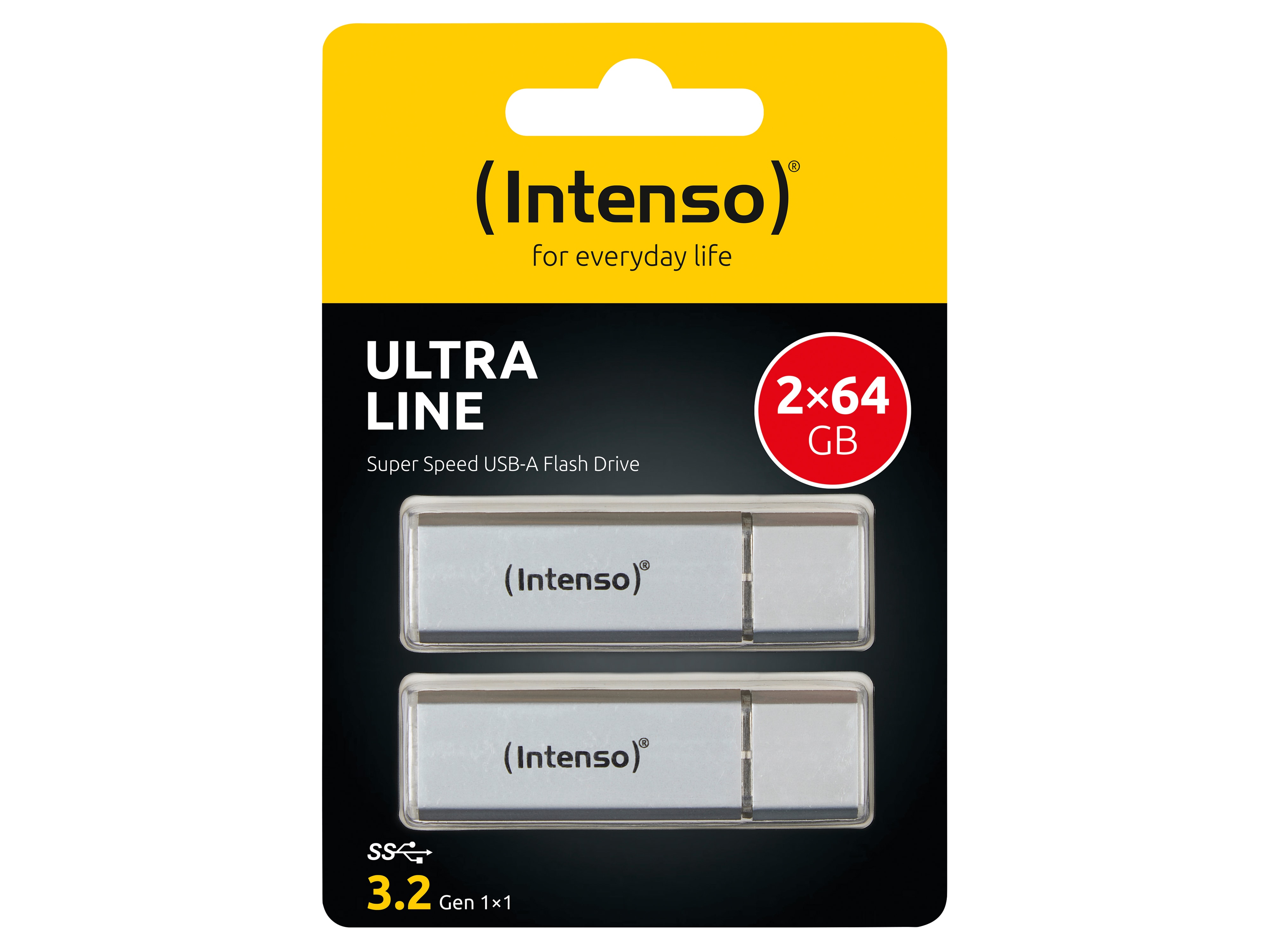 INTENSO USB 3.2-Stick Ultra Line, 64 GB, 2er Pack, silber