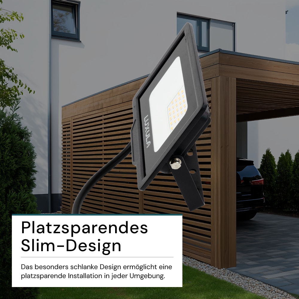 LUXULA LED-Fluter, EEK: F, 20W, 2000lm, 3000K, schwarz