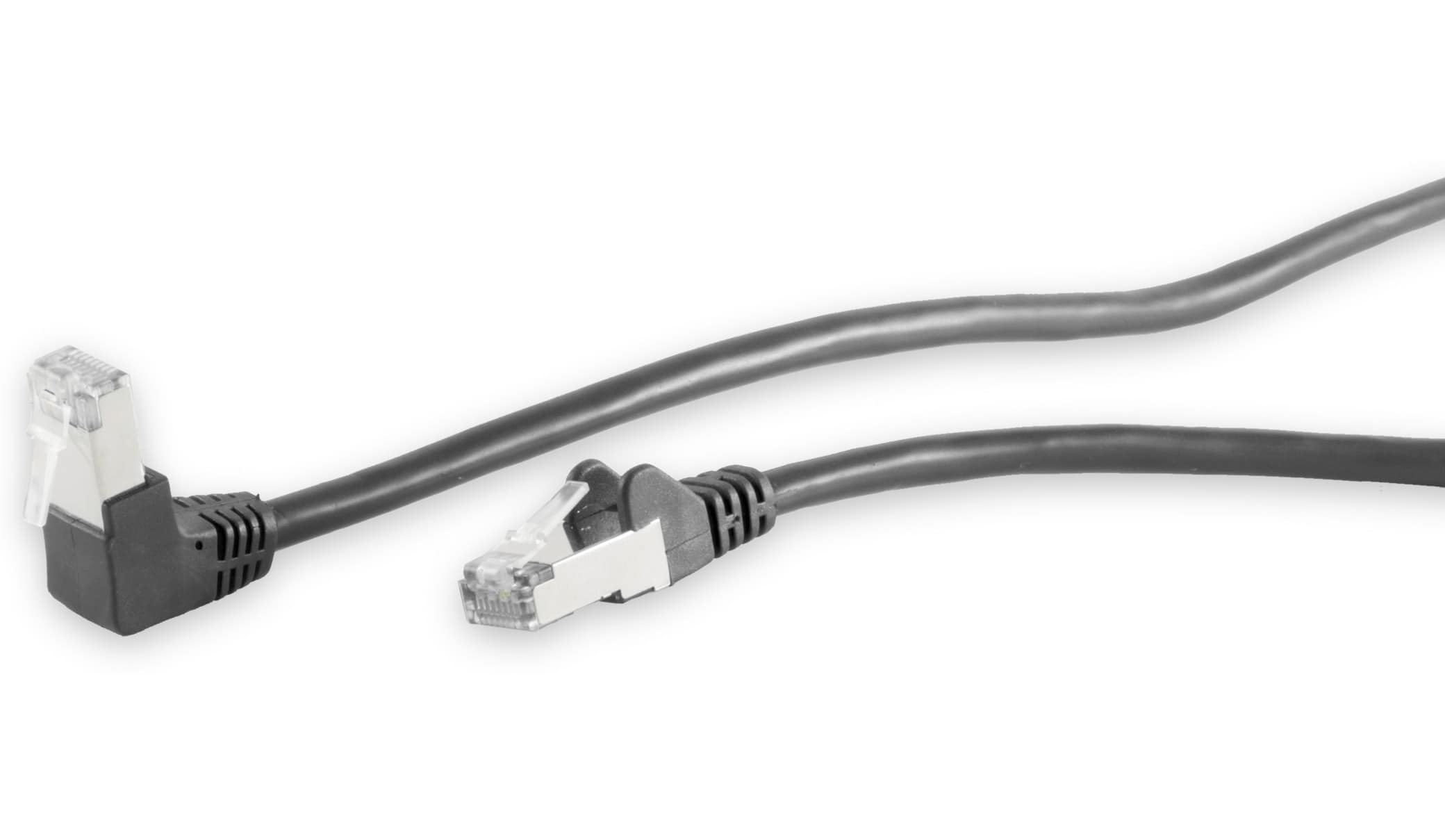 S-IMPULS CAT.6 Patchkabel, S/FTP, 90°-gerade, 1,0 m, schwarz