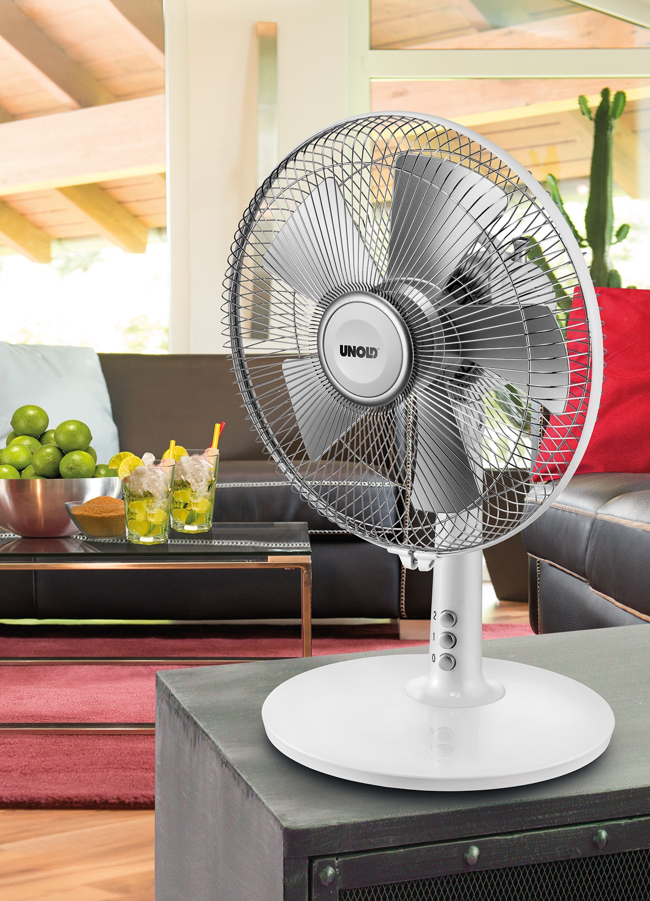 UNOLD Tischventilator 86810, Silverline, 25 W, weiß/silber